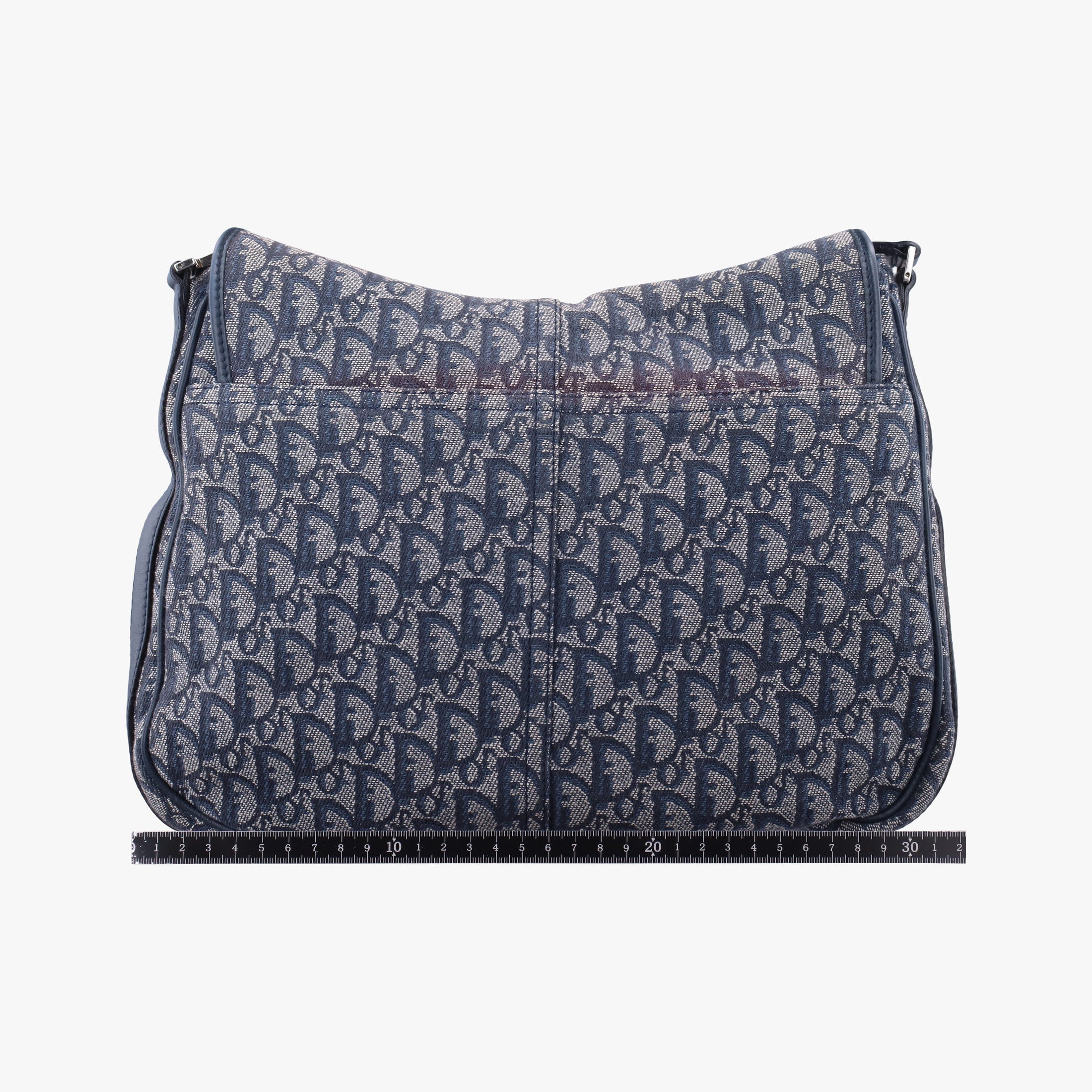Pre-owned Christian Dior CD Logo Trotter Navy×Grey Jacquard×Leather  shoulderbag | stylenewstar