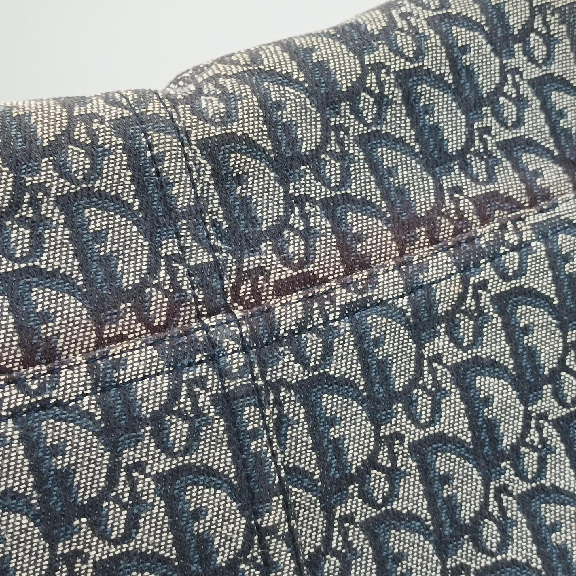 Pre-owned Christian Dior CD Logo Trotter Navy×Grey Jacquard×Leather  shoulderbag | stylenewstar