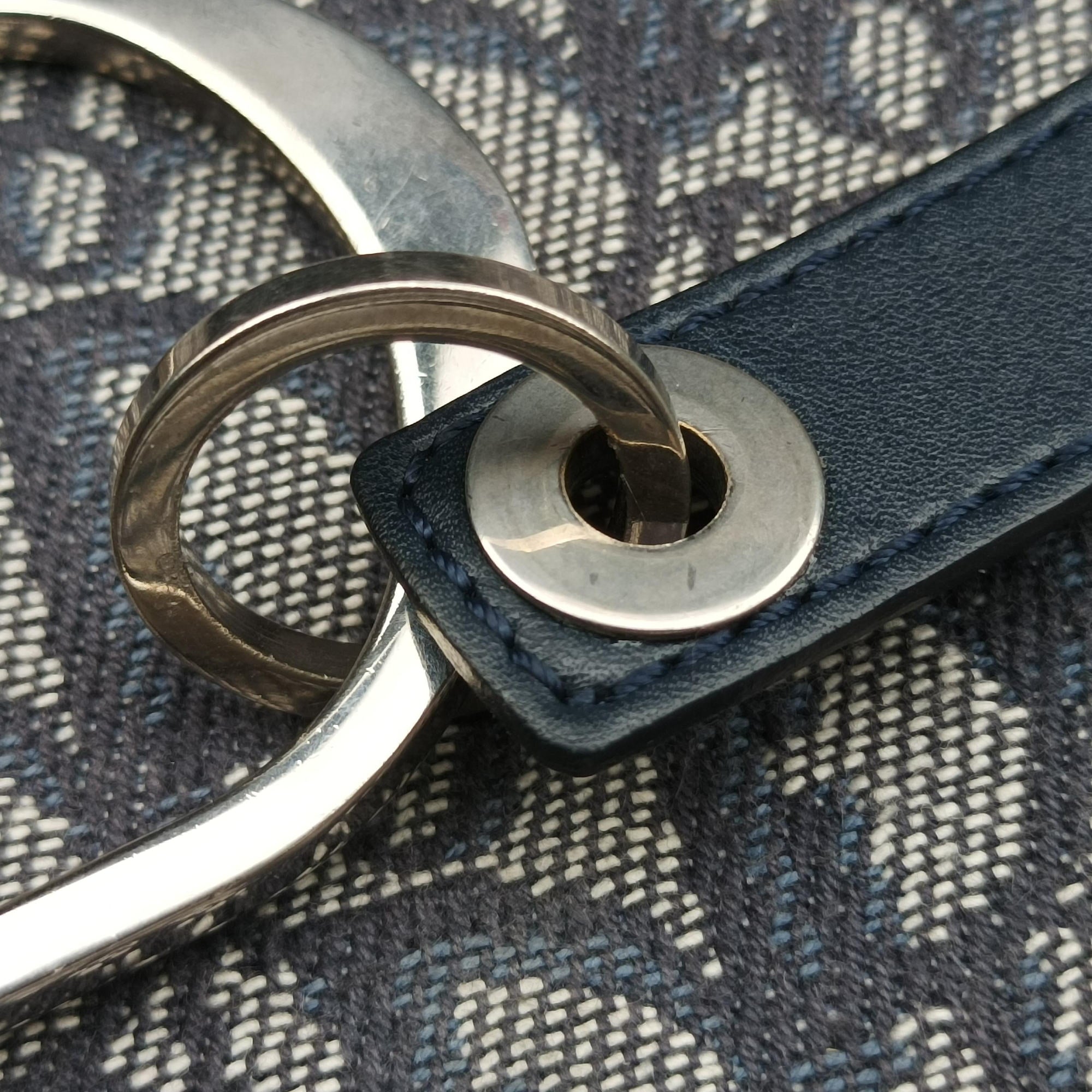 Pre-owned Christian Dior CD Logo Trotter Navy×Grey Jacquard×Leather  shoulderbag | stylenewstar