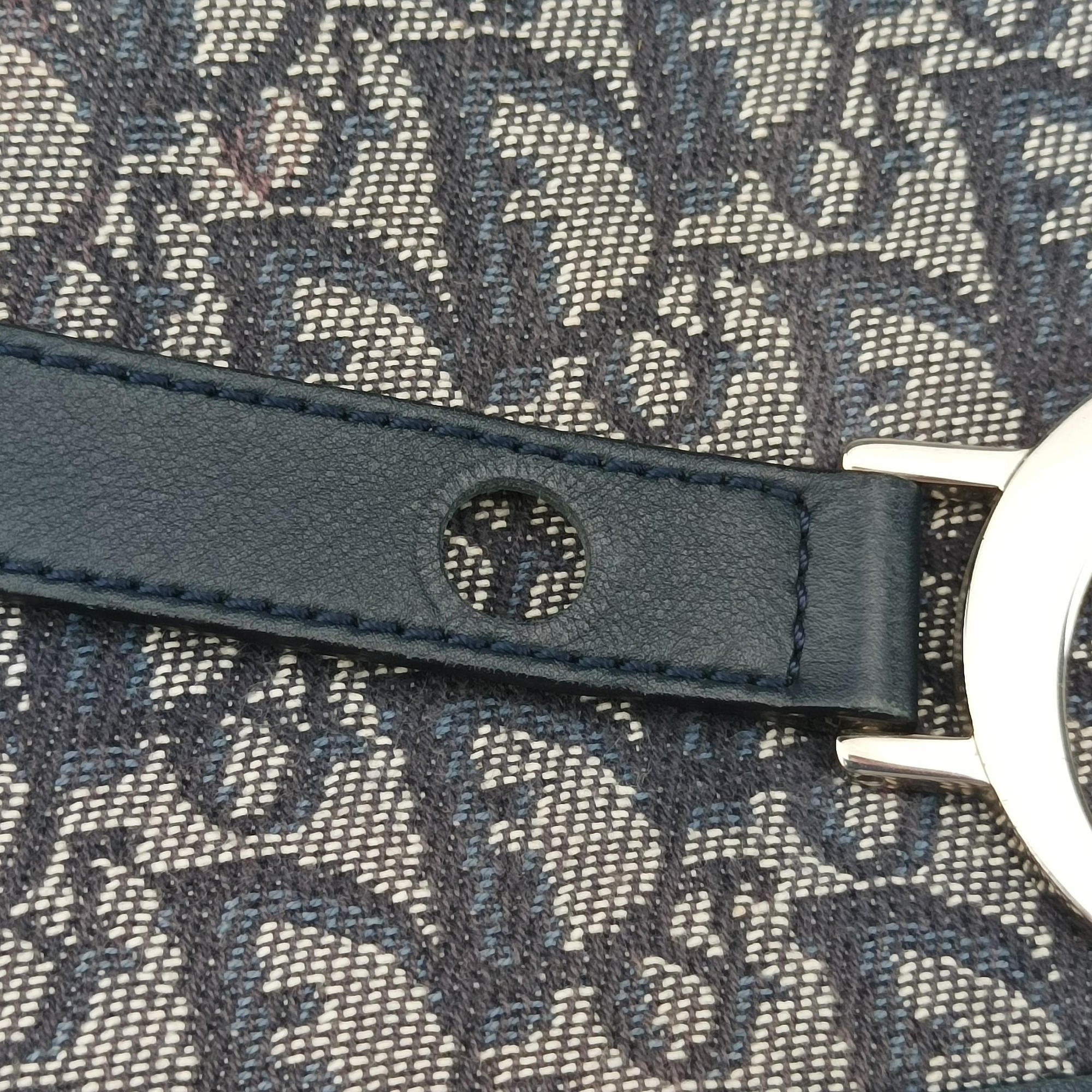 Pre-owned Christian Dior CD Logo Trotter Navy×Grey Jacquard×Leather  shoulderbag | stylenewstar