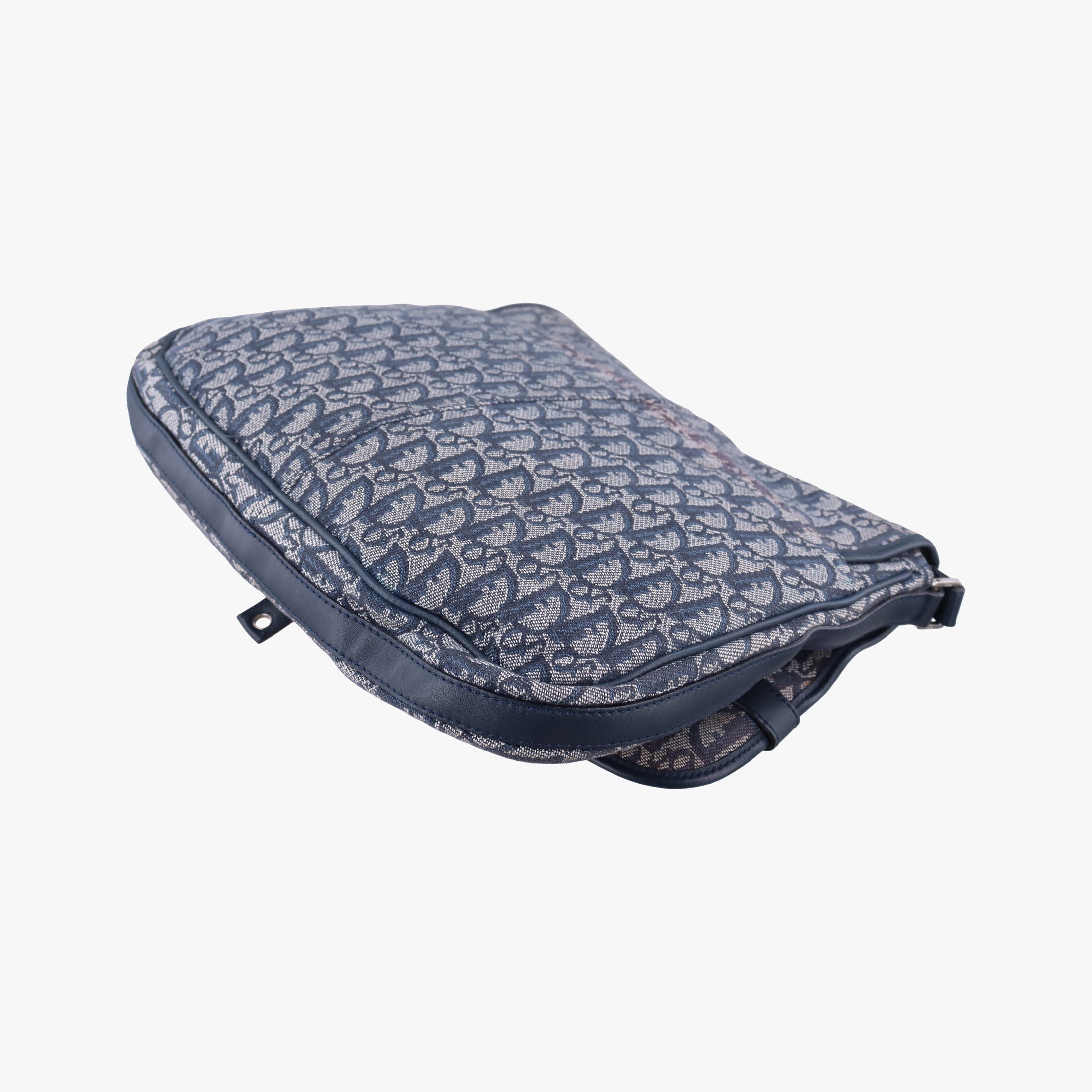 Pre-owned Christian Dior CD Logo Trotter Navy×Grey Jacquard×Leather  shoulderbag | stylenewstar