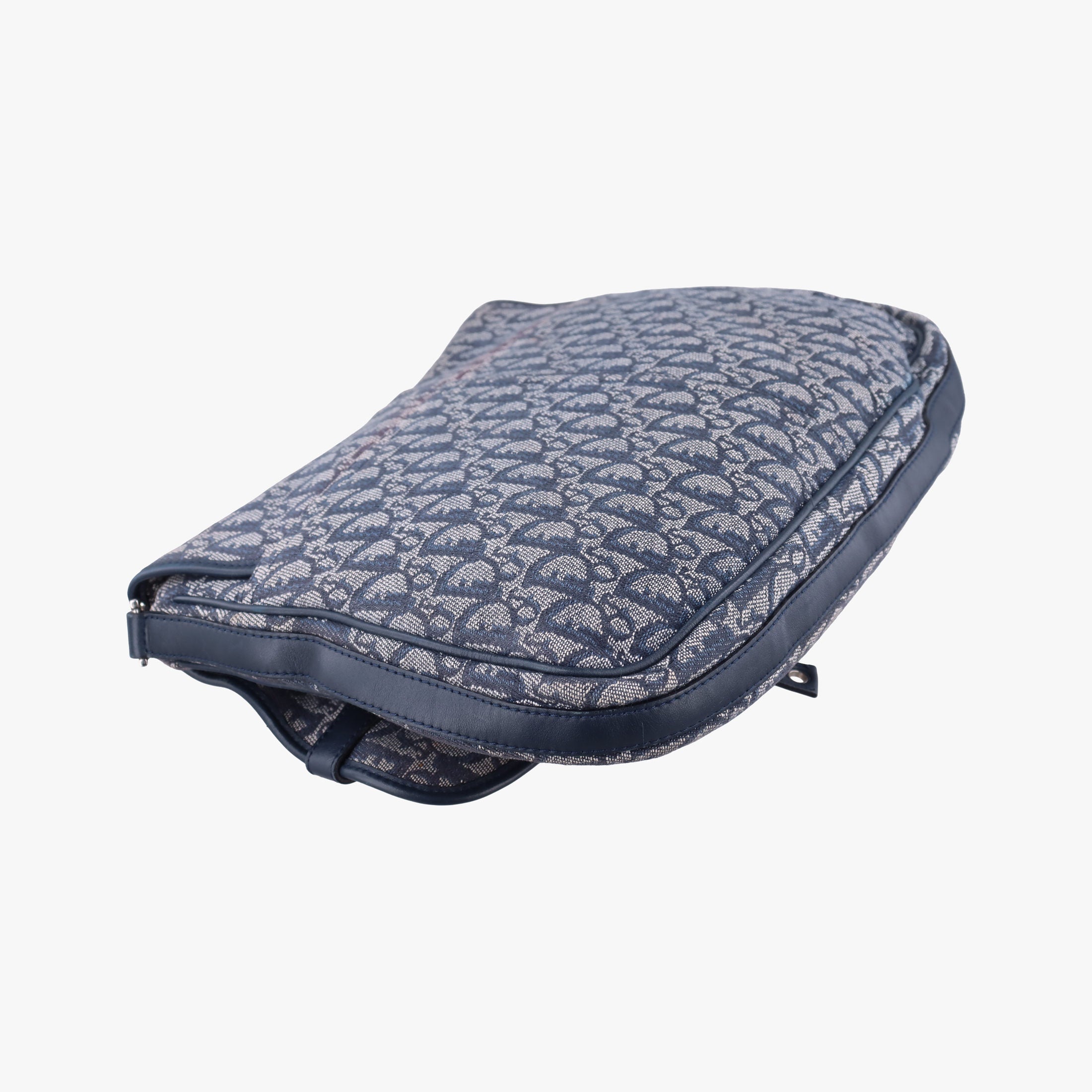 Pre-owned Christian Dior CD Logo Trotter Navy×Grey Jacquard×Leather  shoulderbag | stylenewstar