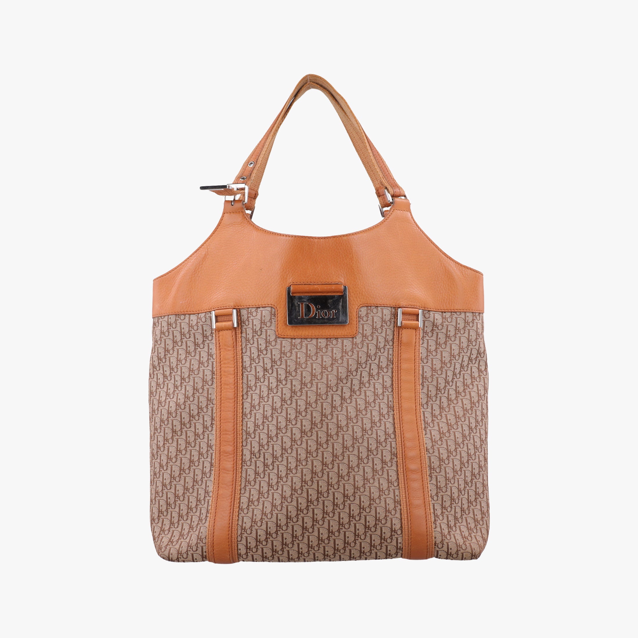 Pre-owned Christian Dior Street Chic Trotter Brown×Beige Canvas×Leather  handbag | stylenewstar