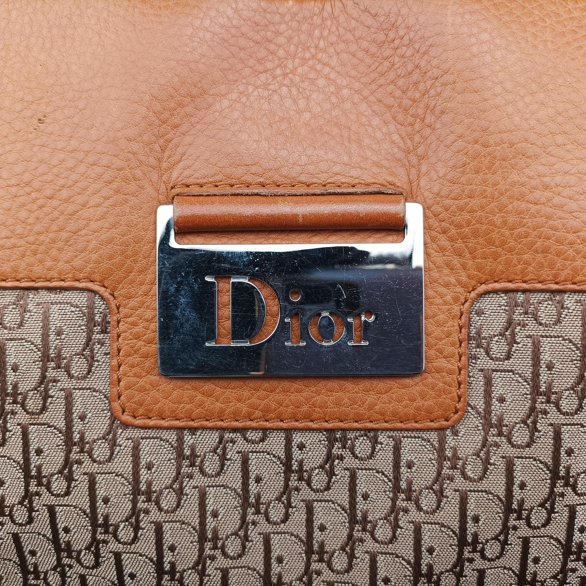 Pre-owned Christian Dior Street Chic Trotter Brown×Beige Canvas×Leather  handbag | stylenewstar