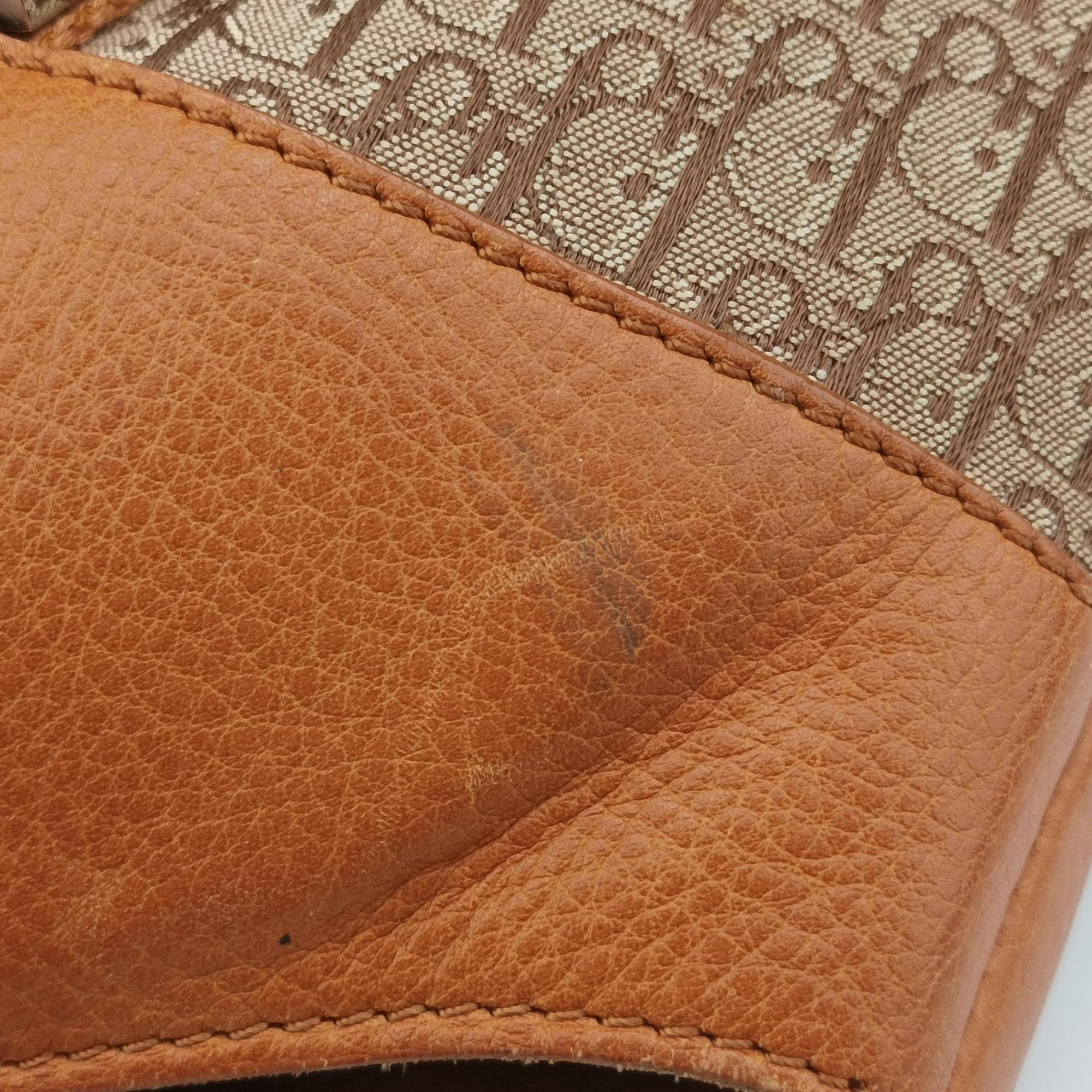 Pre-owned Christian Dior Street Chic Trotter Brown×Beige Canvas×Leather  handbag | stylenewstar