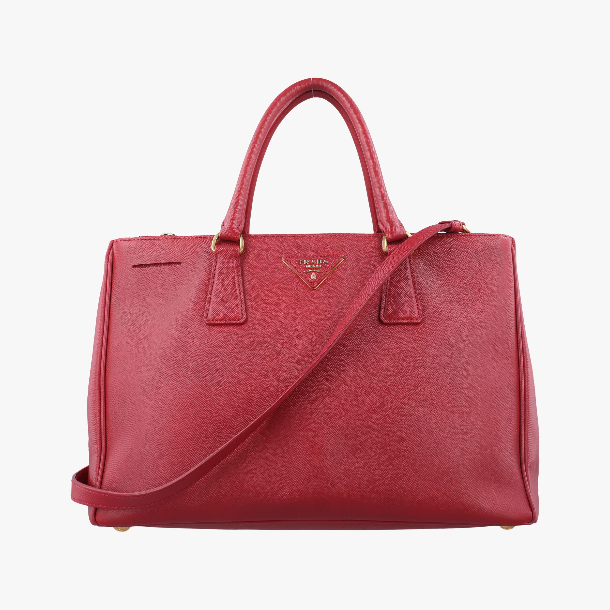 Pre-owned Prada Galleria Red SAFFIANO Leather BN1786 shoulderbag | stylenewstar