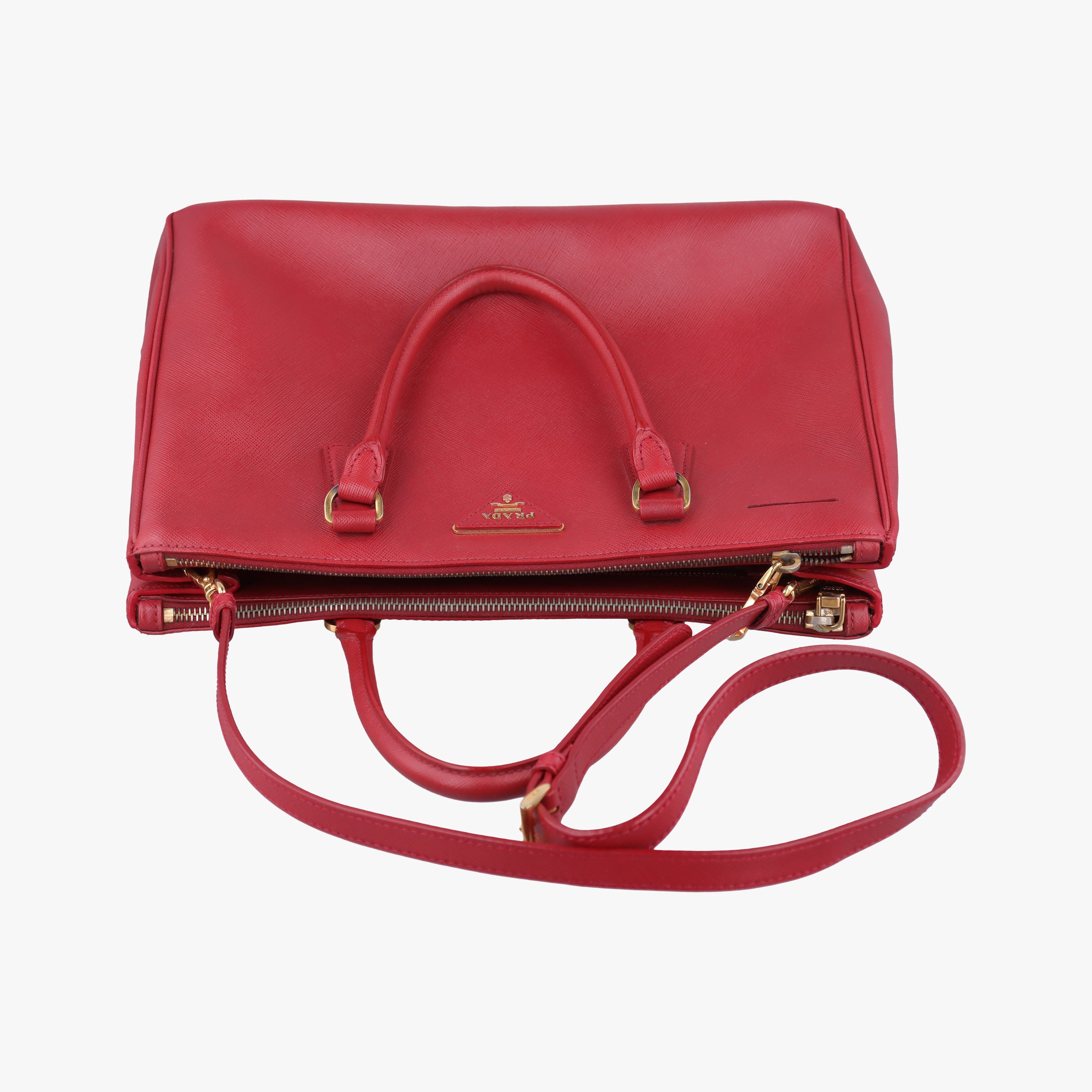Pre-owned Prada Galleria Red SAFFIANO Leather BN1786 shoulderbag | stylenewstar