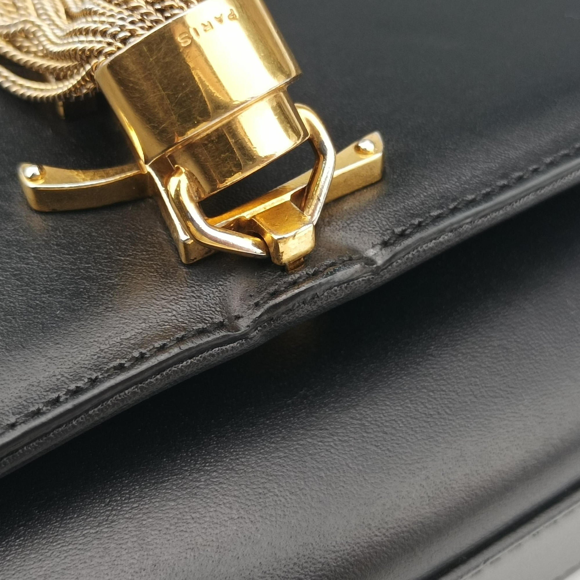 Pre-owned Yves Saint Laurent KATE Black Leather 354120 shoulderbag | stylenewstar