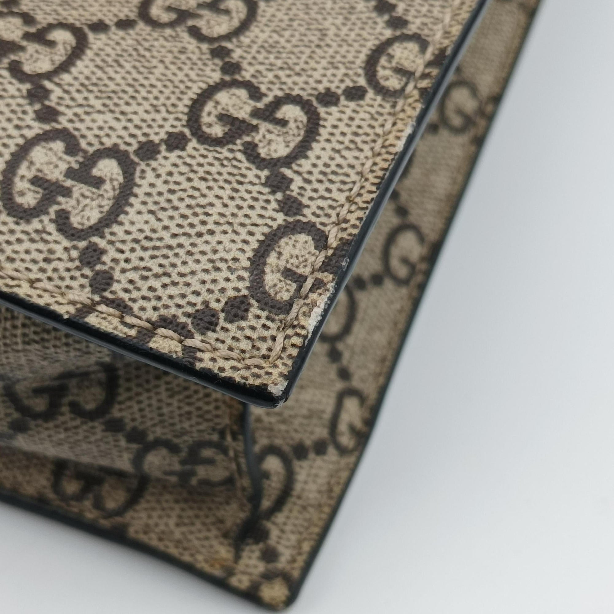 Pre-owned Gucci GG Supreme Bee beige×black PVC coated canvas×Leather 450950 shoulderbag | stylenewstar