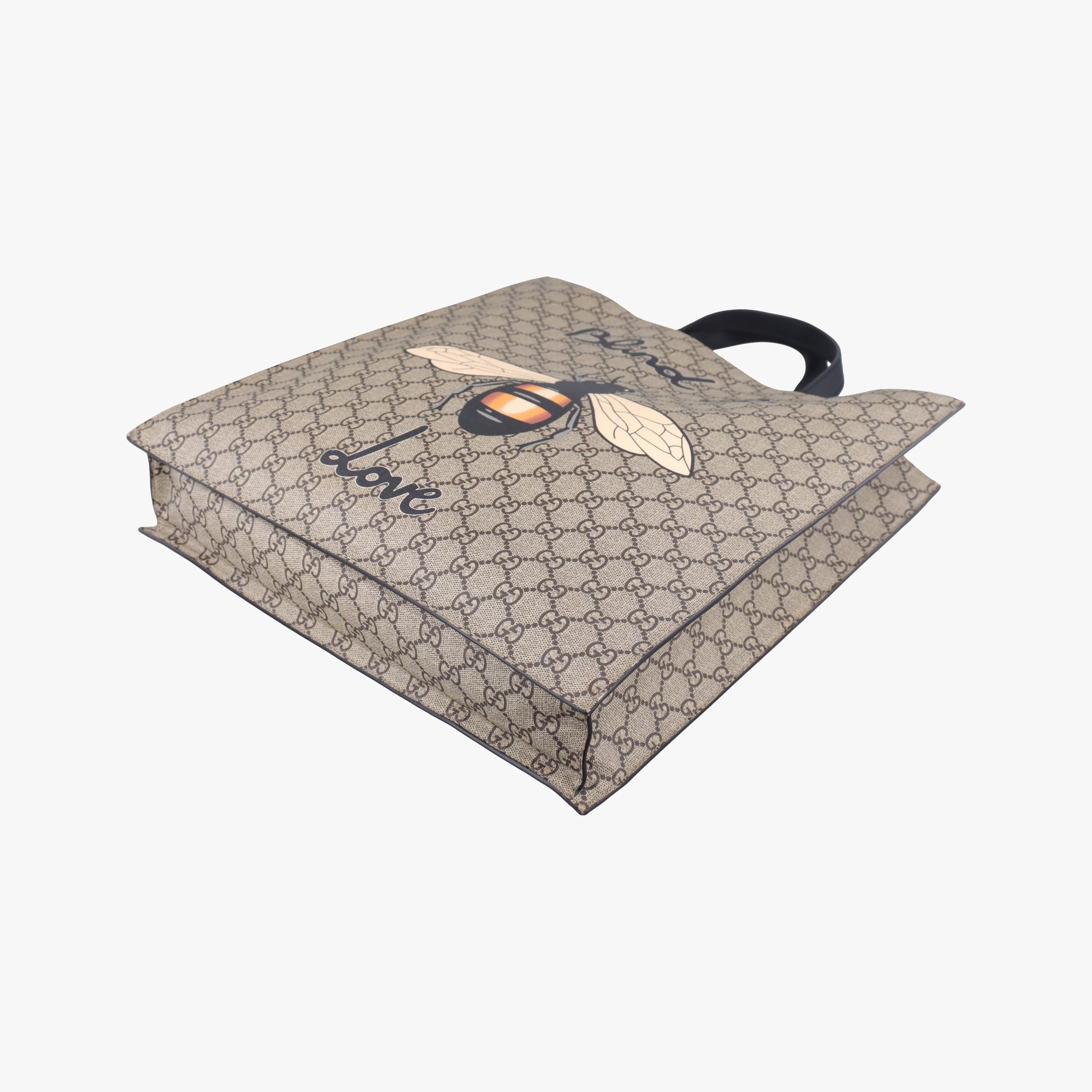 Pre-owned Gucci GG Supreme Bee beige×black PVC coated canvas×Leather 450950 shoulderbag | stylenewstar
