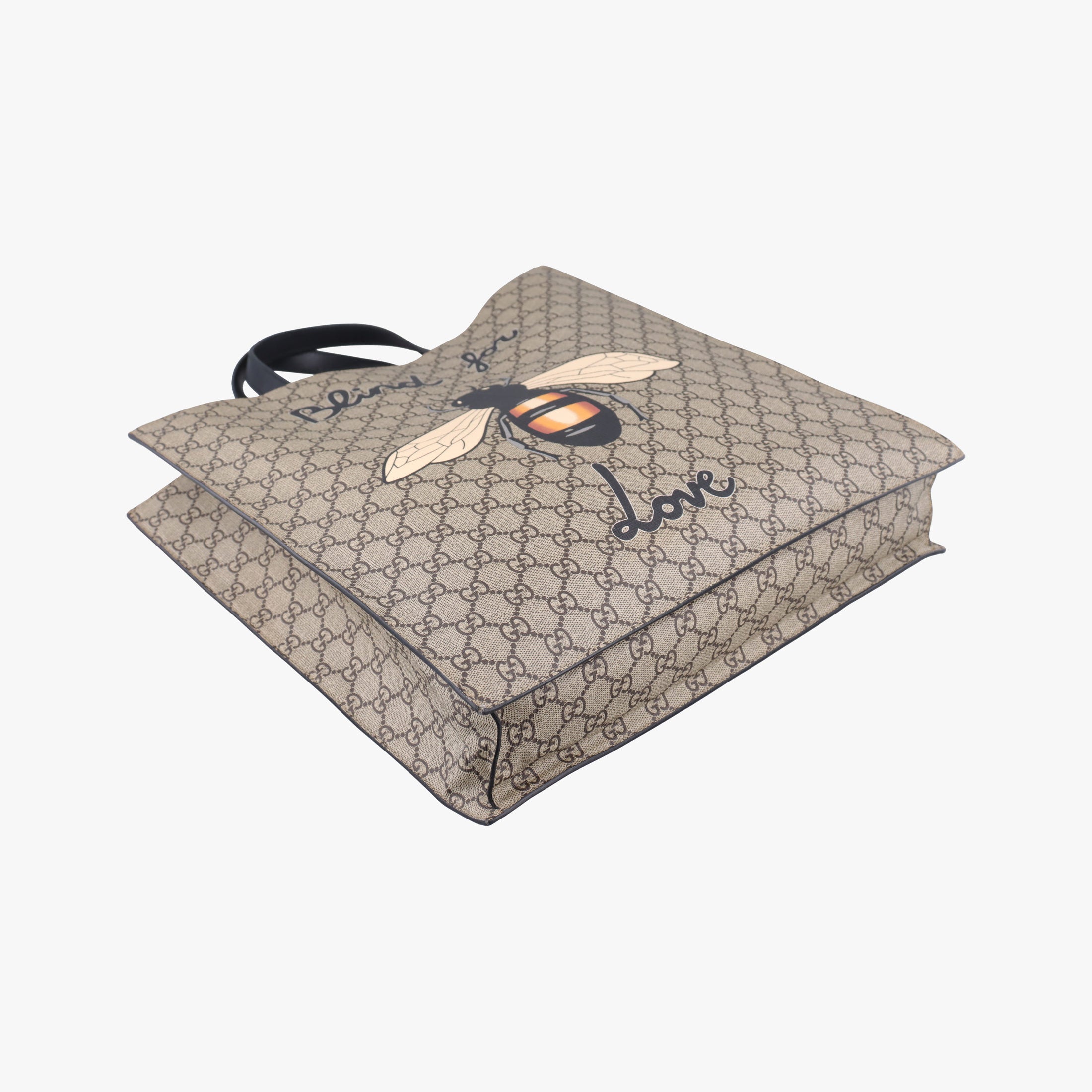 Pre-owned Gucci GG Supreme Bee beige×black PVC coated canvas×Leather 450950 shoulderbag | stylenewstar