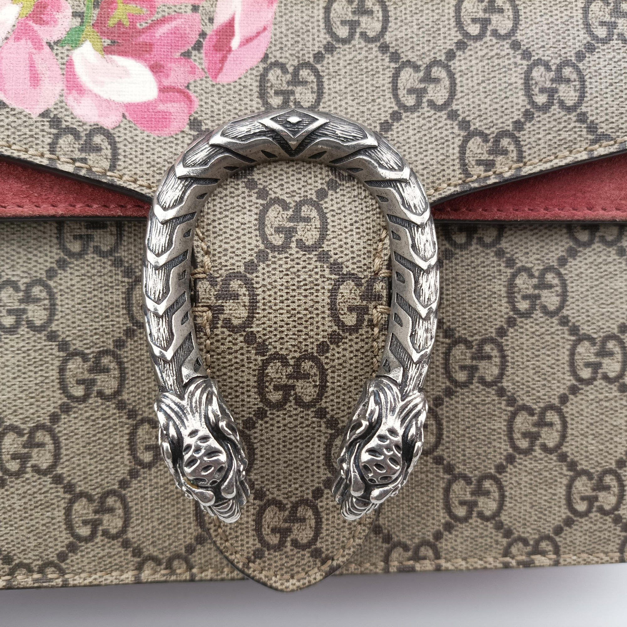 Pre-owned Gucci Dionysus Beige×red×multicolor PVC coated canvas × suede 400249 shoulderbag | stylenewstar
