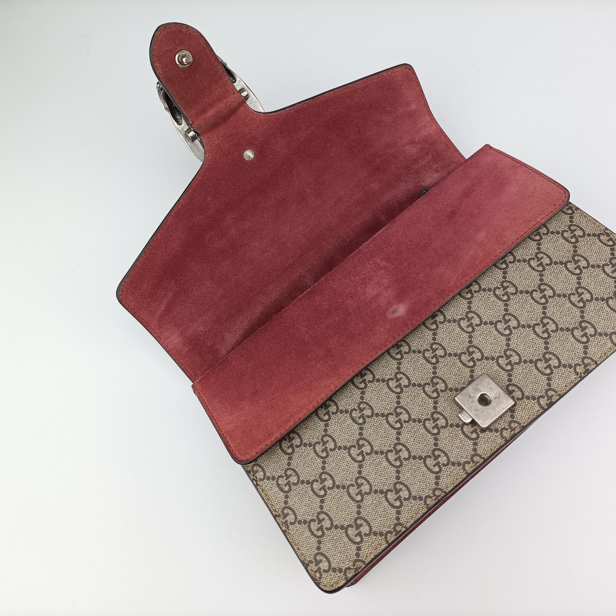 Pre-owned Gucci Dionysus Beige×red×multicolor PVC coated canvas × suede 400249 shoulderbag | stylenewstar