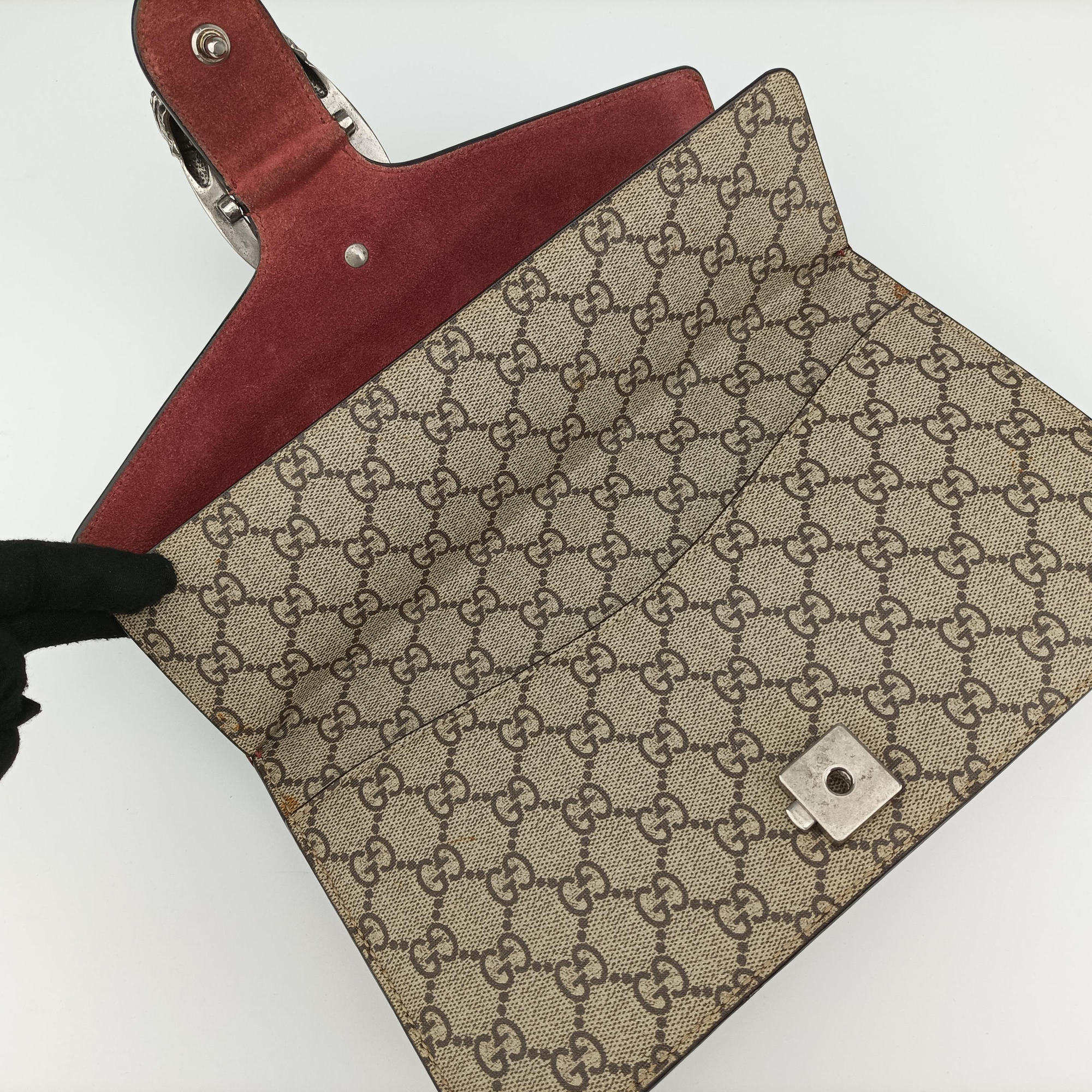 Pre-owned Gucci Dionysus Beige×red×multicolor PVC coated canvas × suede 400249 shoulderbag | stylenewstar