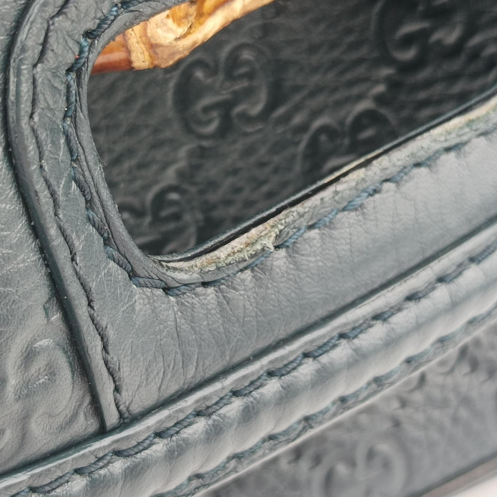 Pre-owned Gucci New Bamboo Blue Leather 240242 shoulderbag | stylenewstar