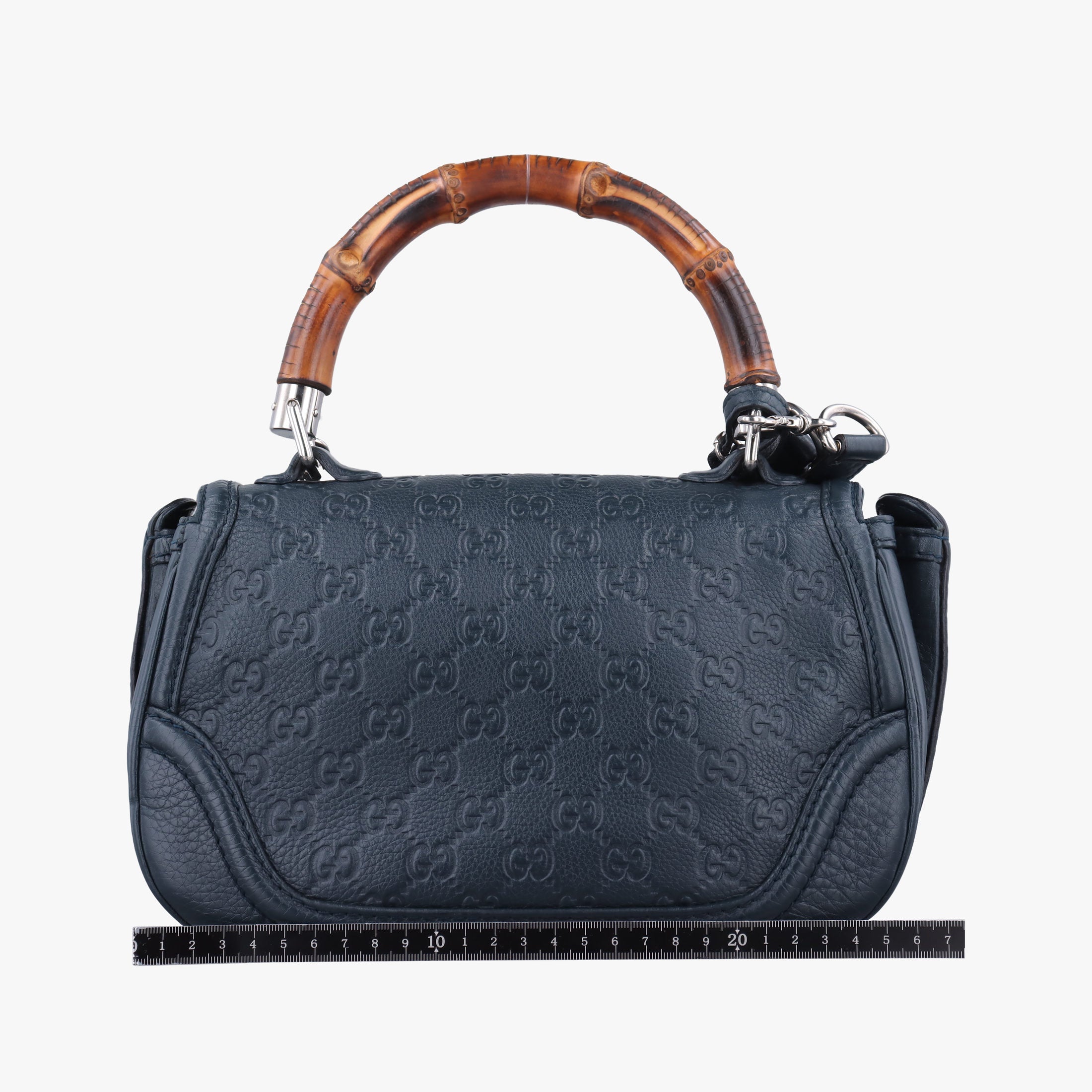 Pre-owned Gucci New Bamboo Blue Leather 240242 shoulderbag | stylenewstar