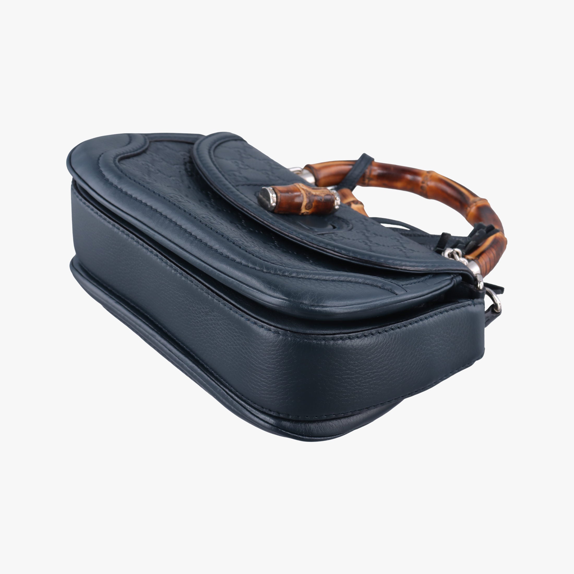 Pre-owned Gucci New Bamboo Blue Leather 240242 shoulderbag | stylenewstar