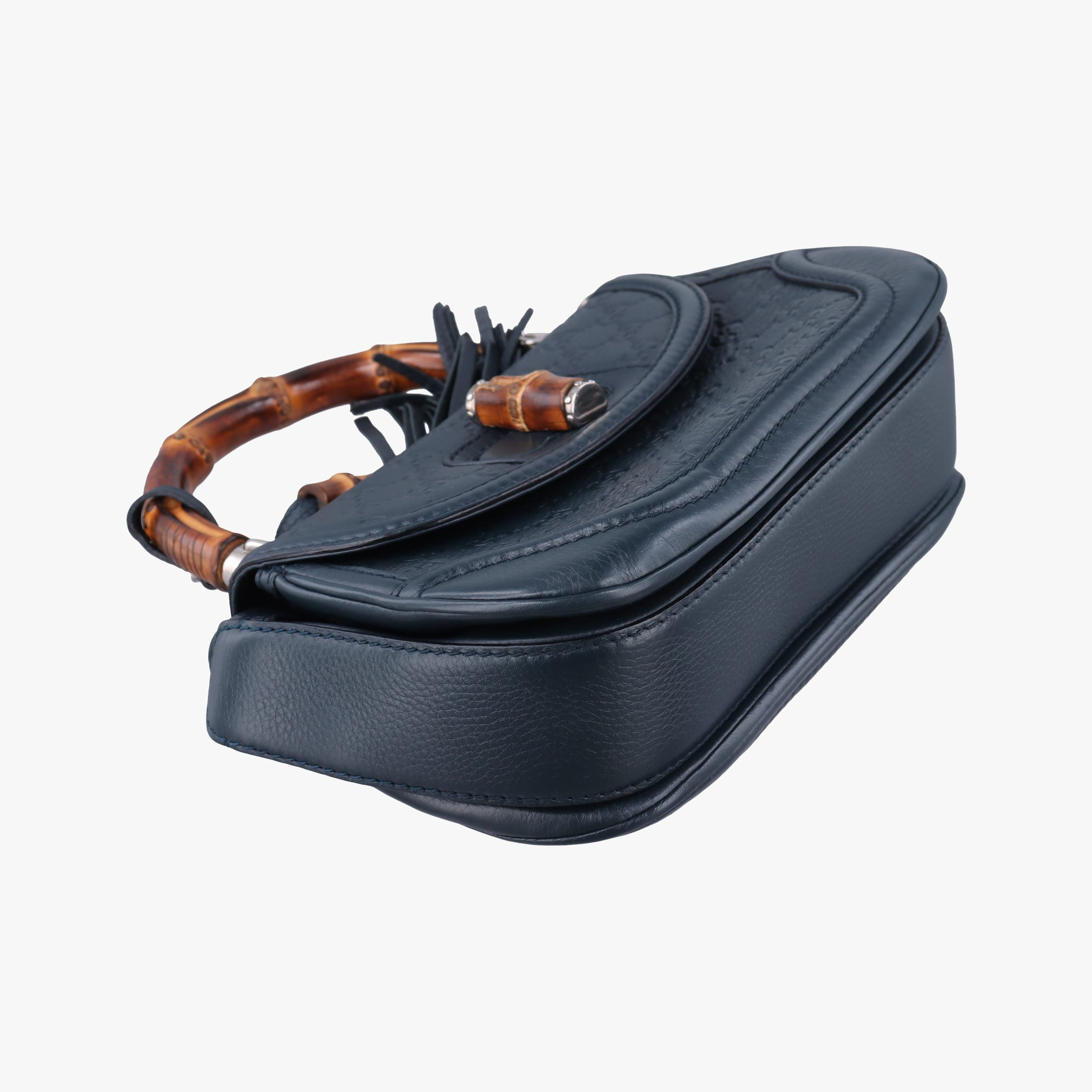 Pre-owned Gucci New Bamboo Blue Leather 240242 shoulderbag | stylenewstar