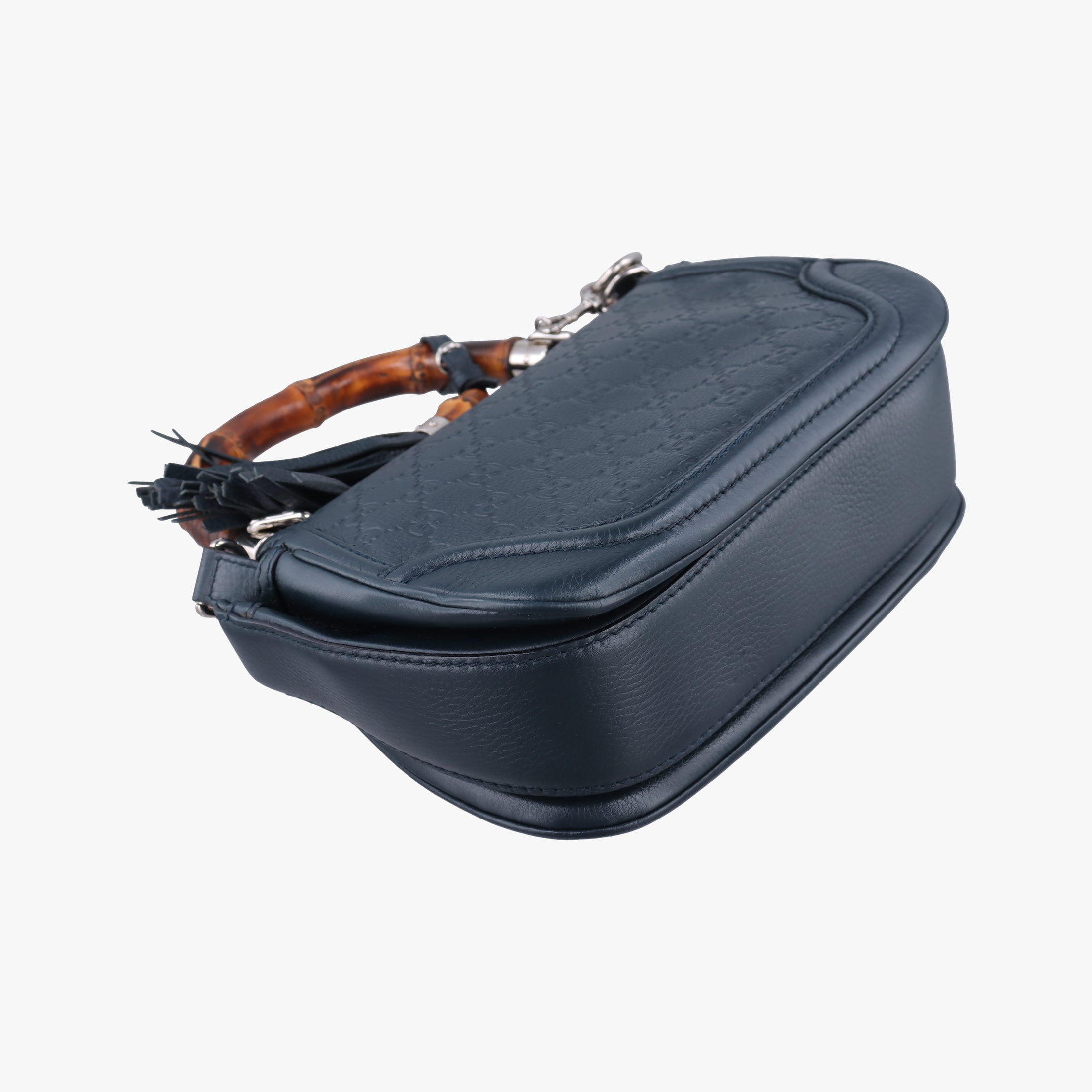Pre-owned Gucci New Bamboo Blue Leather 240242 shoulderbag | stylenewstar