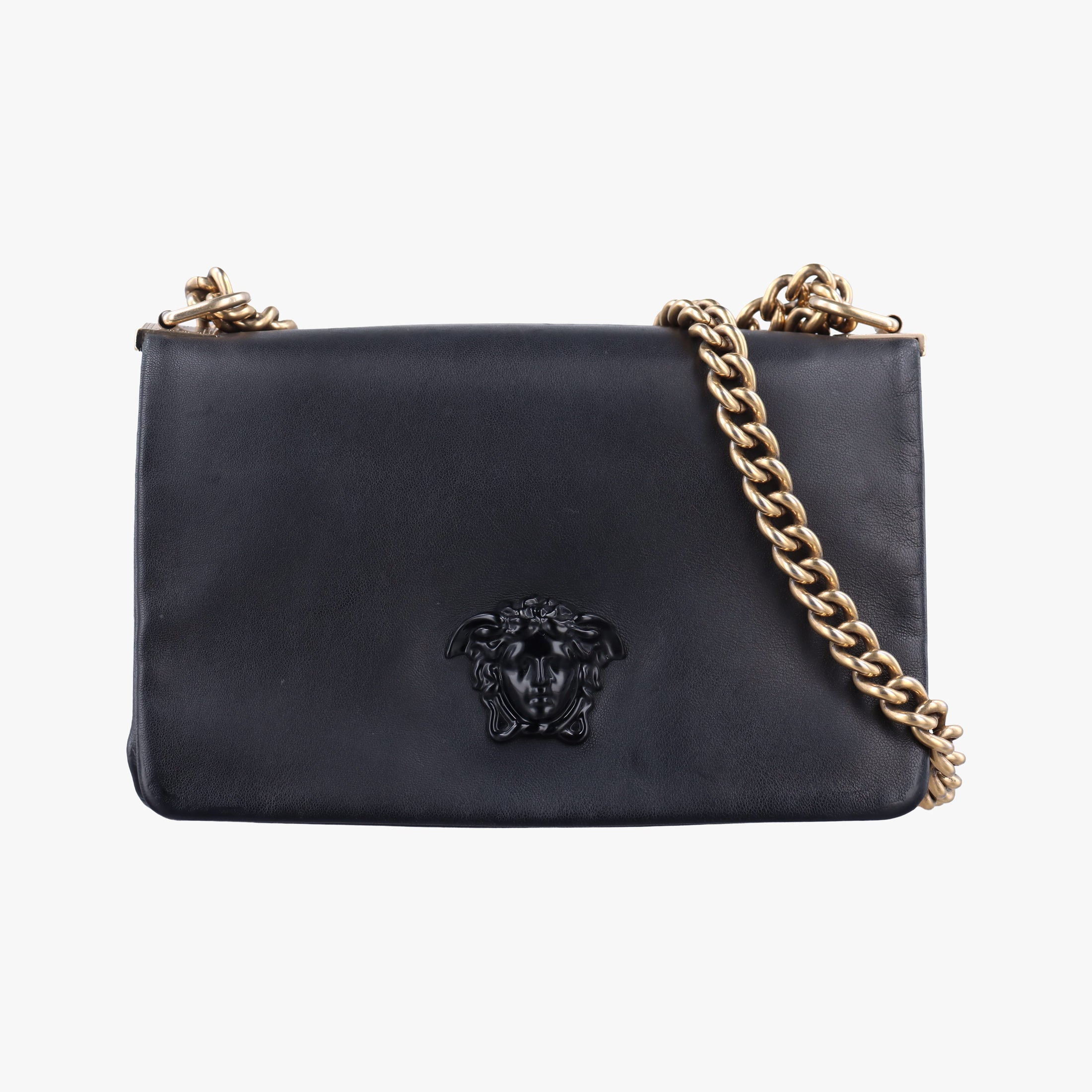 Pre-owned VERSACE Medusa Black leather  shoulderbag | stylenewstar