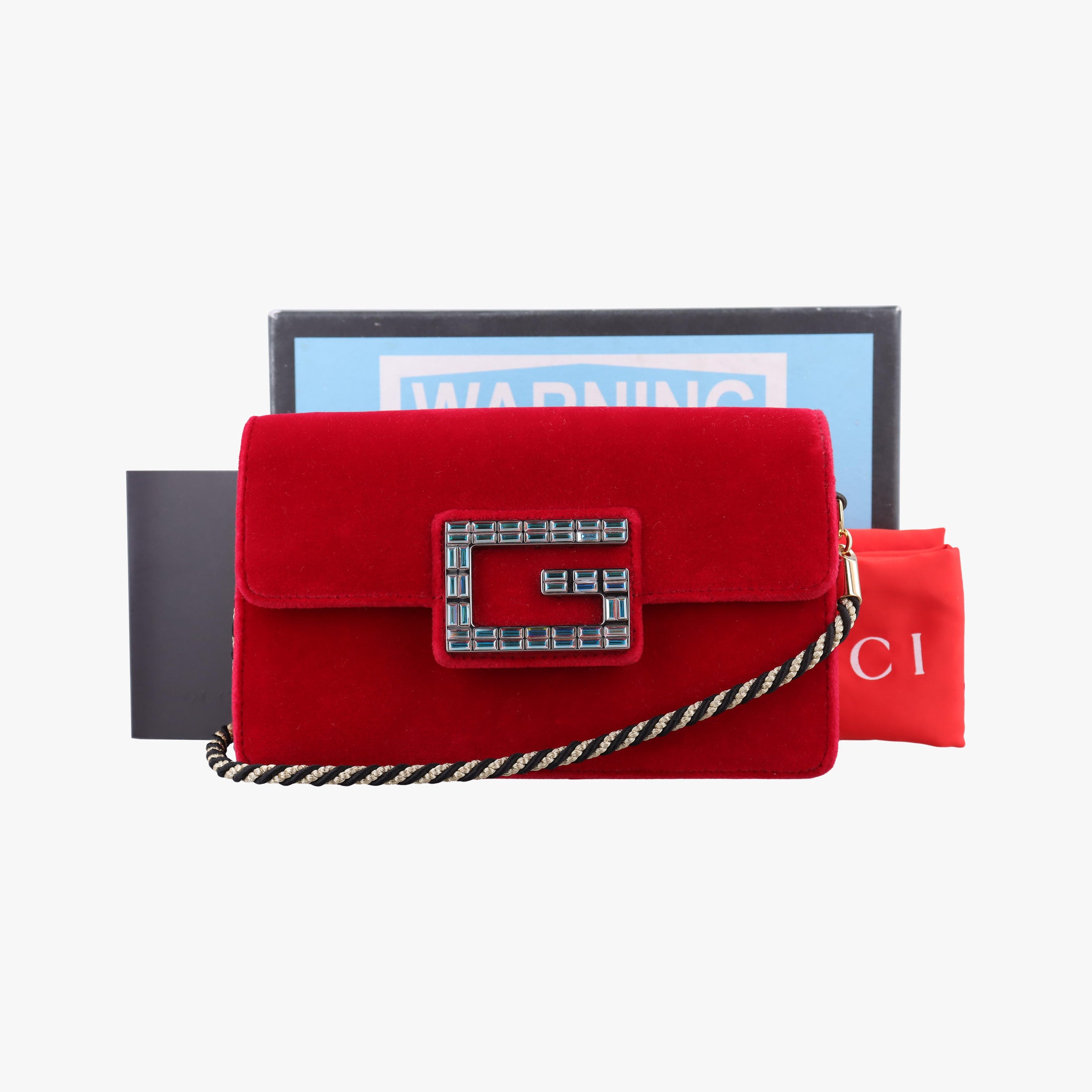 Pre-owned Gucci Square G Red velour 544242 shoulderbag | stylenewstar