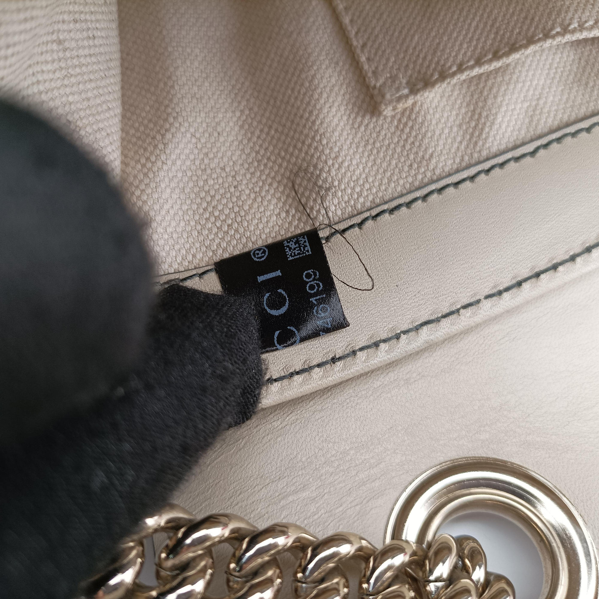 Pre-owned Gucci Emily Beige×white Leather×canvas 295402 shoulderbag | stylenewstar