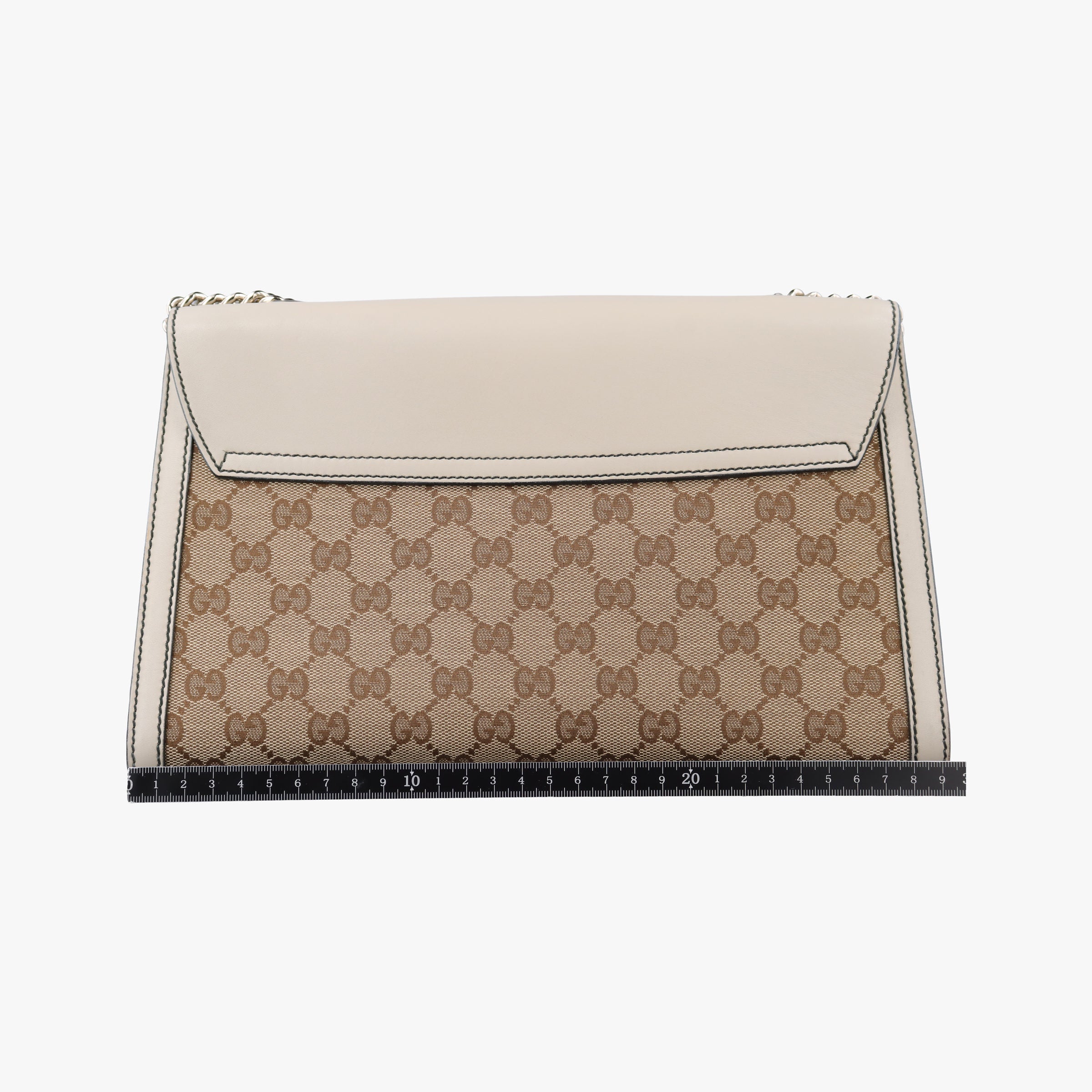 Pre-owned Gucci Emily Beige×white Leather×canvas 295402 shoulderbag | stylenewstar