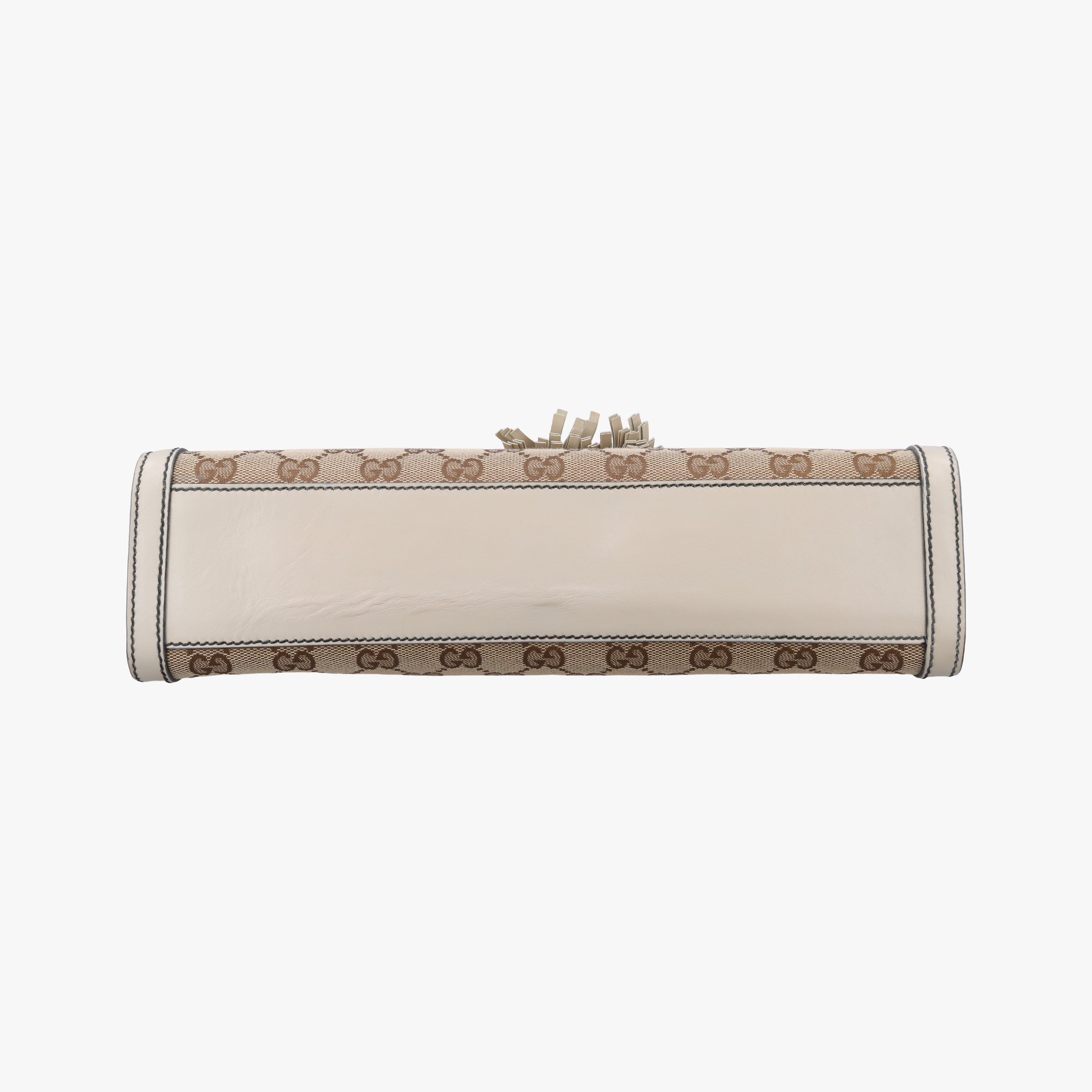 Pre-owned Gucci Emily Beige×white Leather×canvas 295402 shoulderbag | stylenewstar