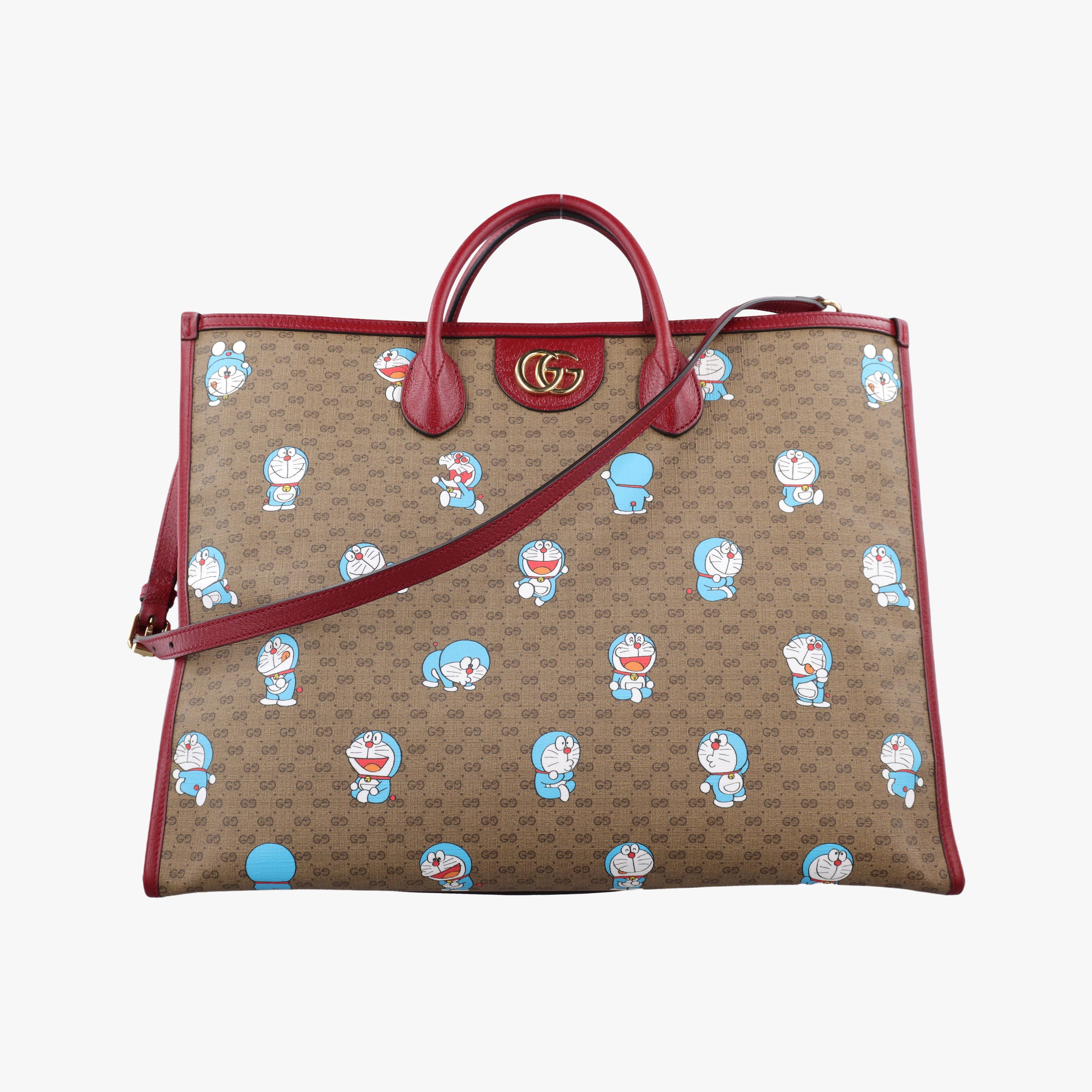 Pre-owned Gucci Fujiko-Pro Doraemon Micro GG Supreme Beige × Red × Multicolor PVC coated canvas 653952 shoulderbag | stylenewstar