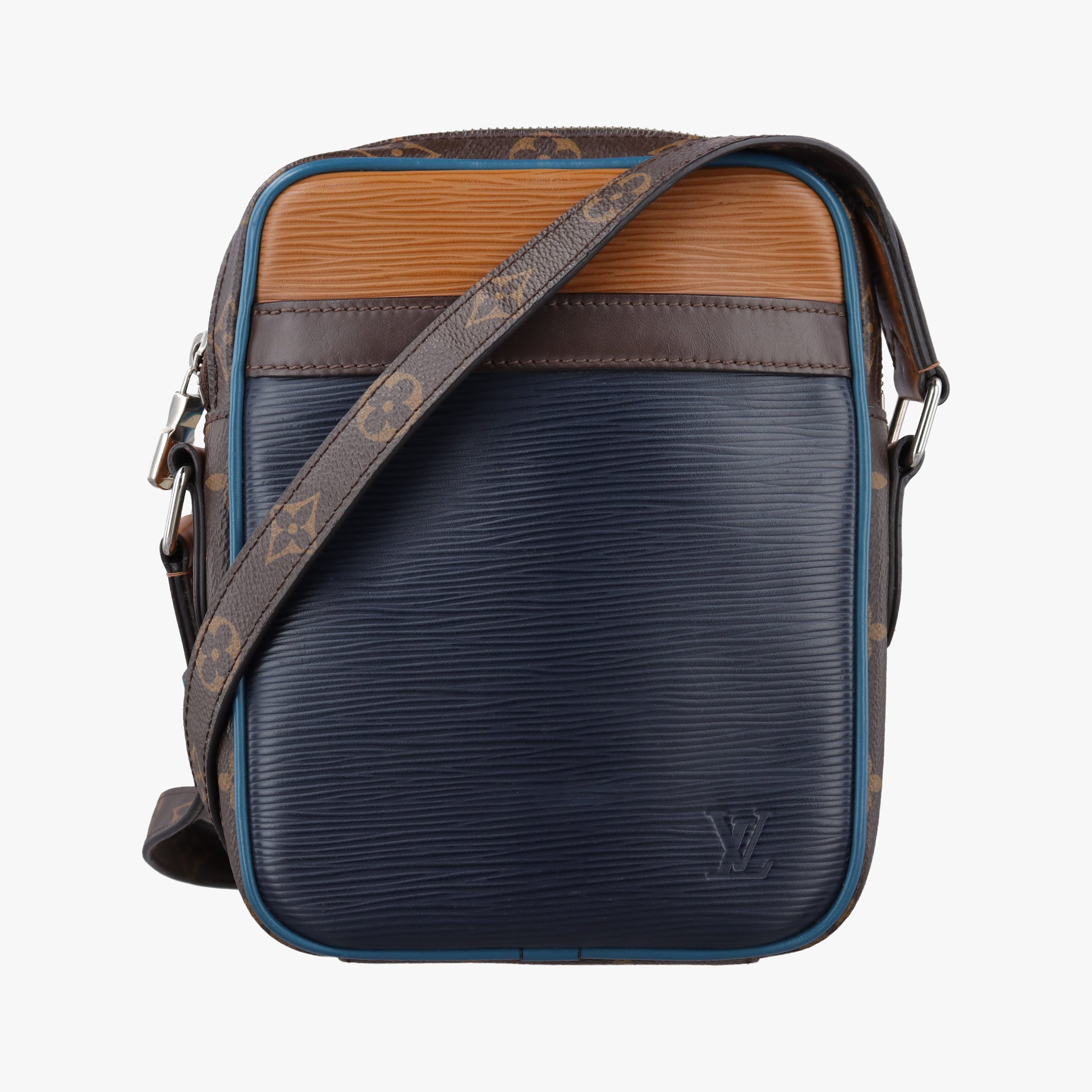 Pre-owned Louis Vuitton Danube Slim PＭ brown×navy Monogram Canvas×epi M51459 shoulderbag | stylenewstar