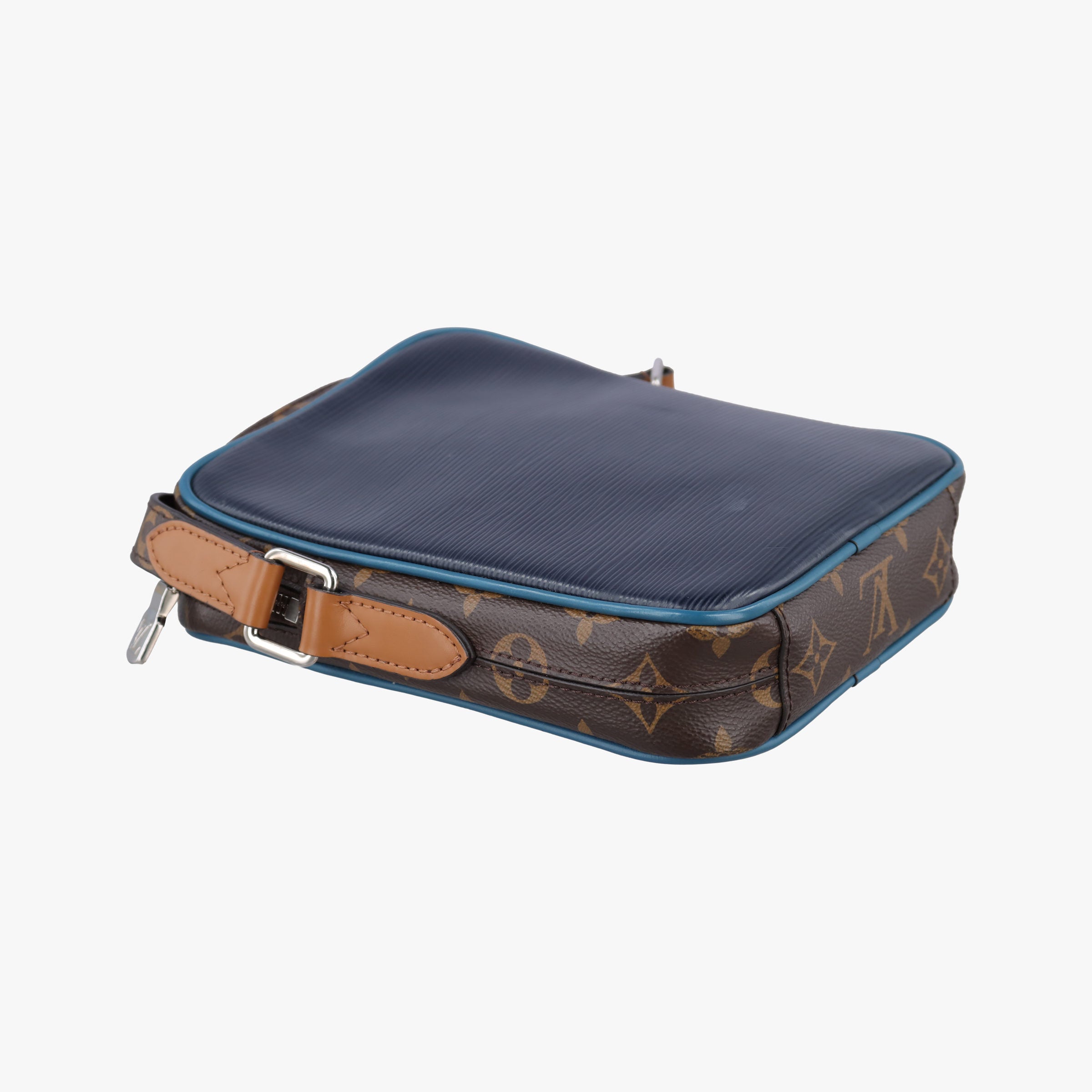 Pre-owned Louis Vuitton Danube Slim PＭ brown×navy Monogram Canvas×epi M51459 shoulderbag | stylenewstar