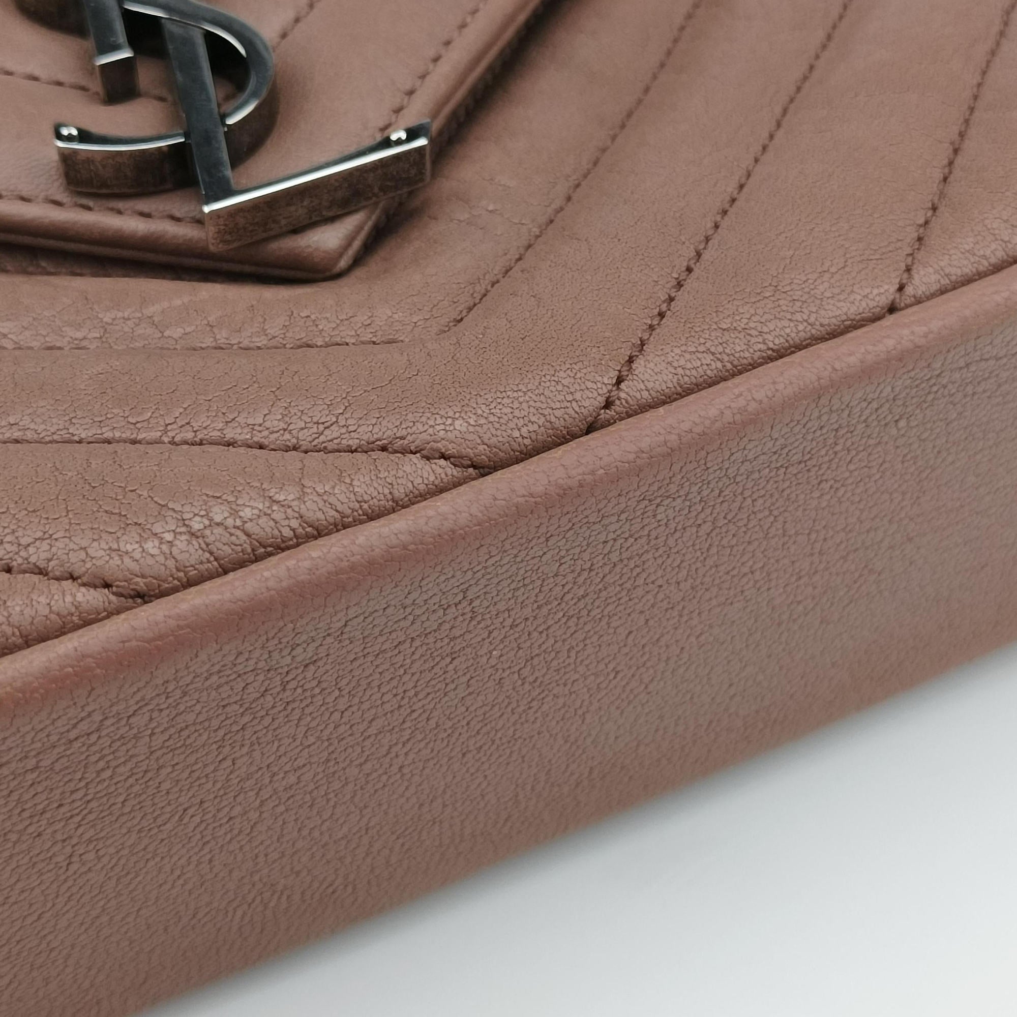Secondhand Yves Saint Laurent COLLEGE beige Leather 428056 shoulderbag | stylenewstar