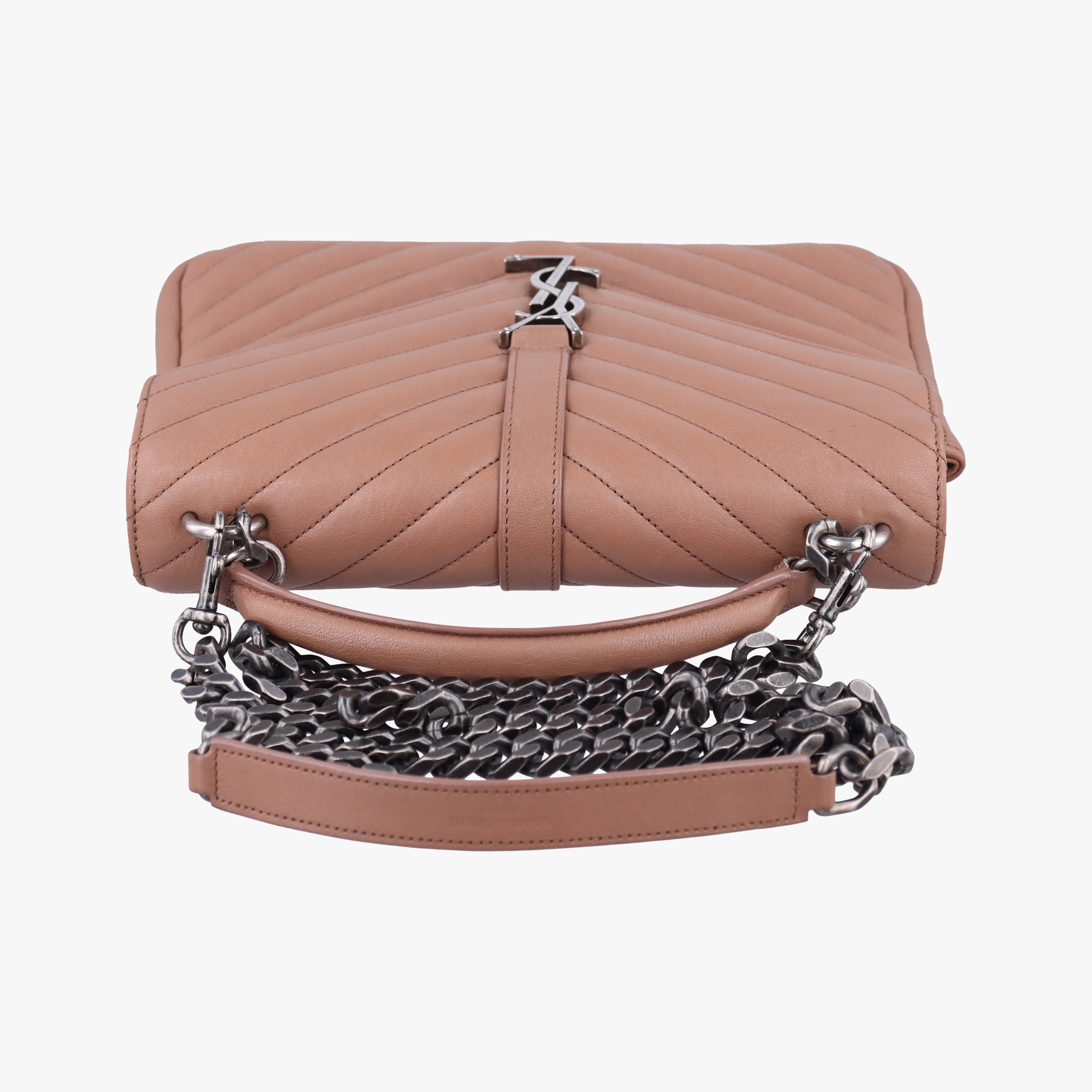 Secondhand Yves Saint Laurent COLLEGE beige Leather 428056 shoulderbag | stylenewstar