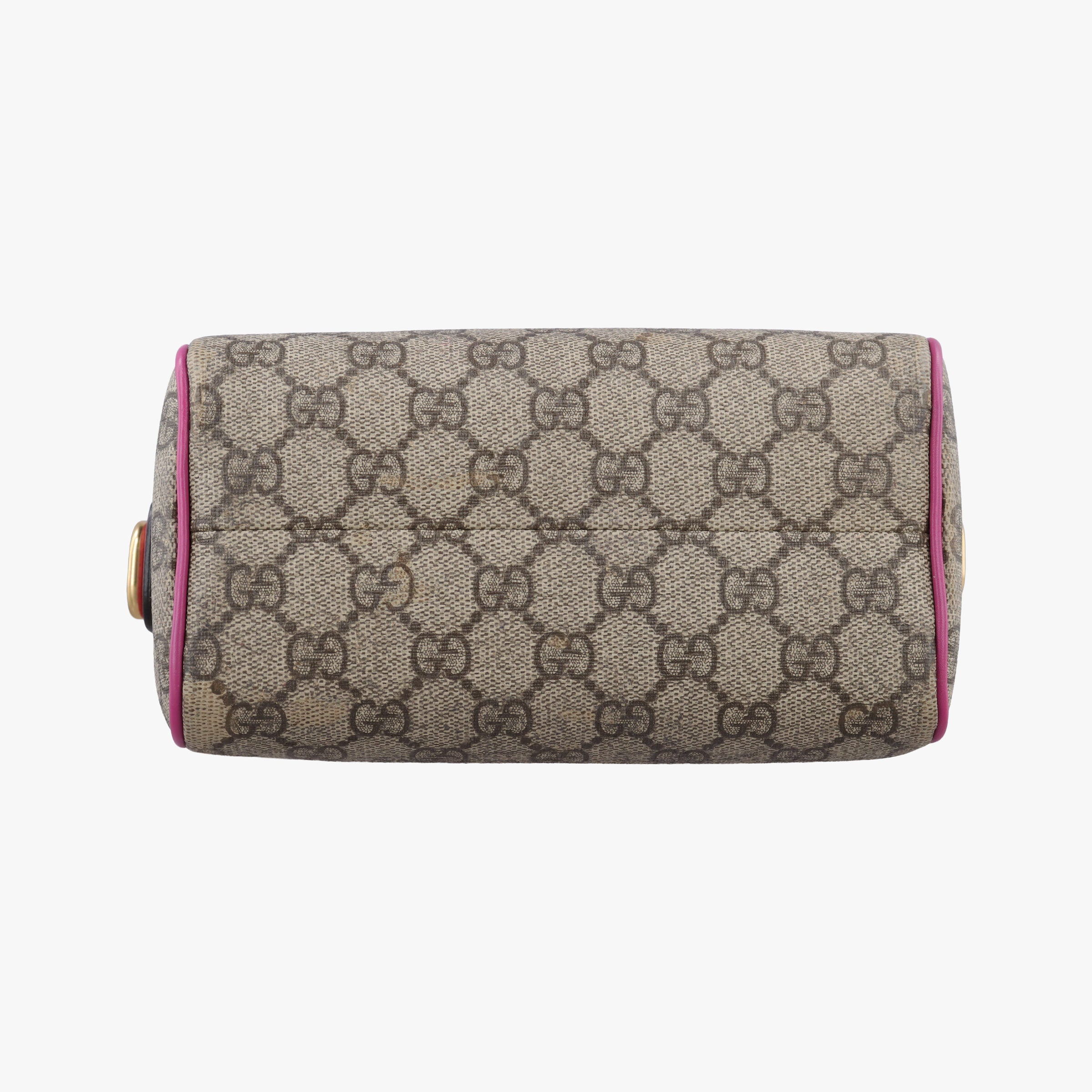 Pre-owned Gucci GG Supreme beige×red×pink PVC coated canvas×Leather 432123 shoulderbag | stylenewstar