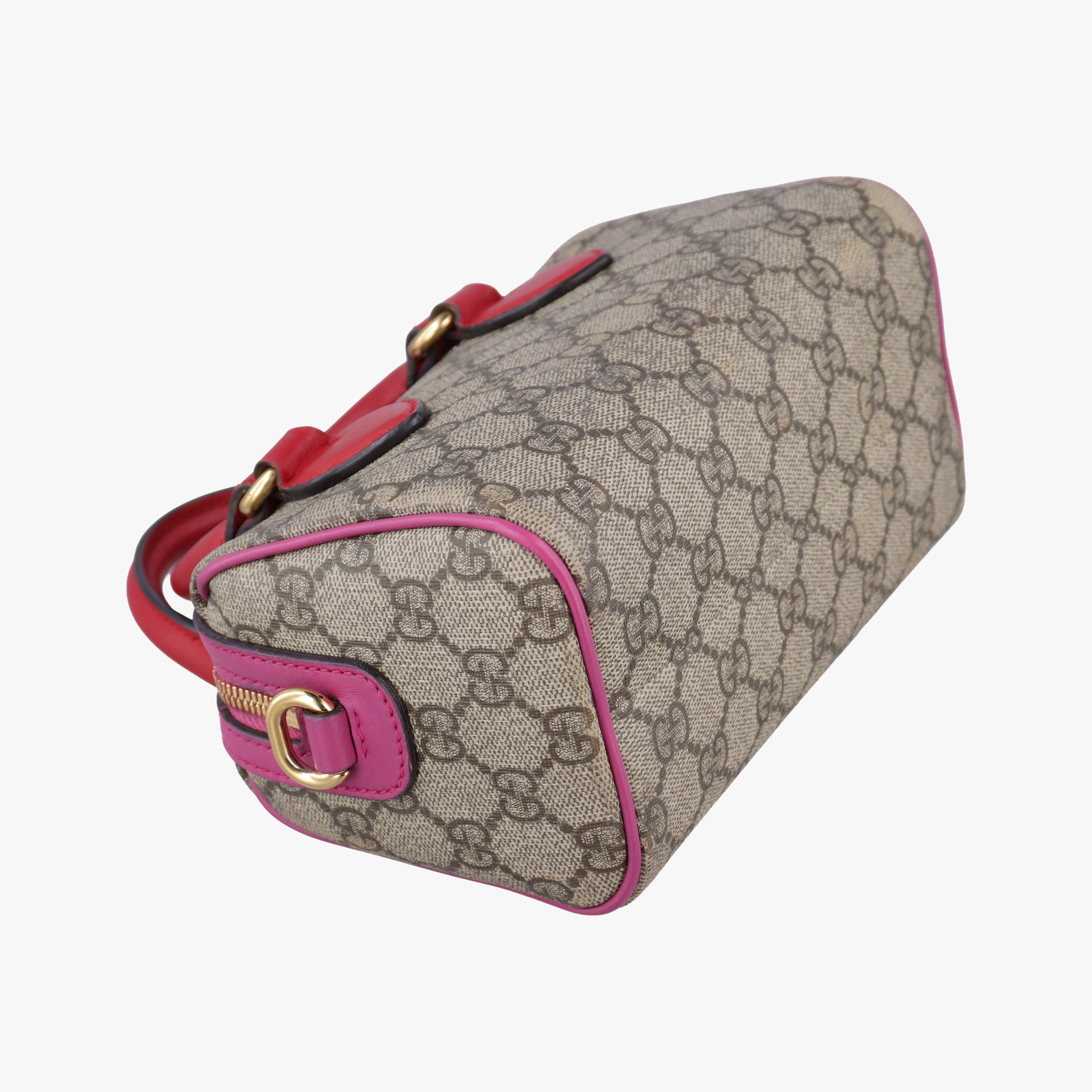 Pre-owned Gucci GG Supreme beige×red×pink PVC coated canvas×Leather 432123 shoulderbag | stylenewstar