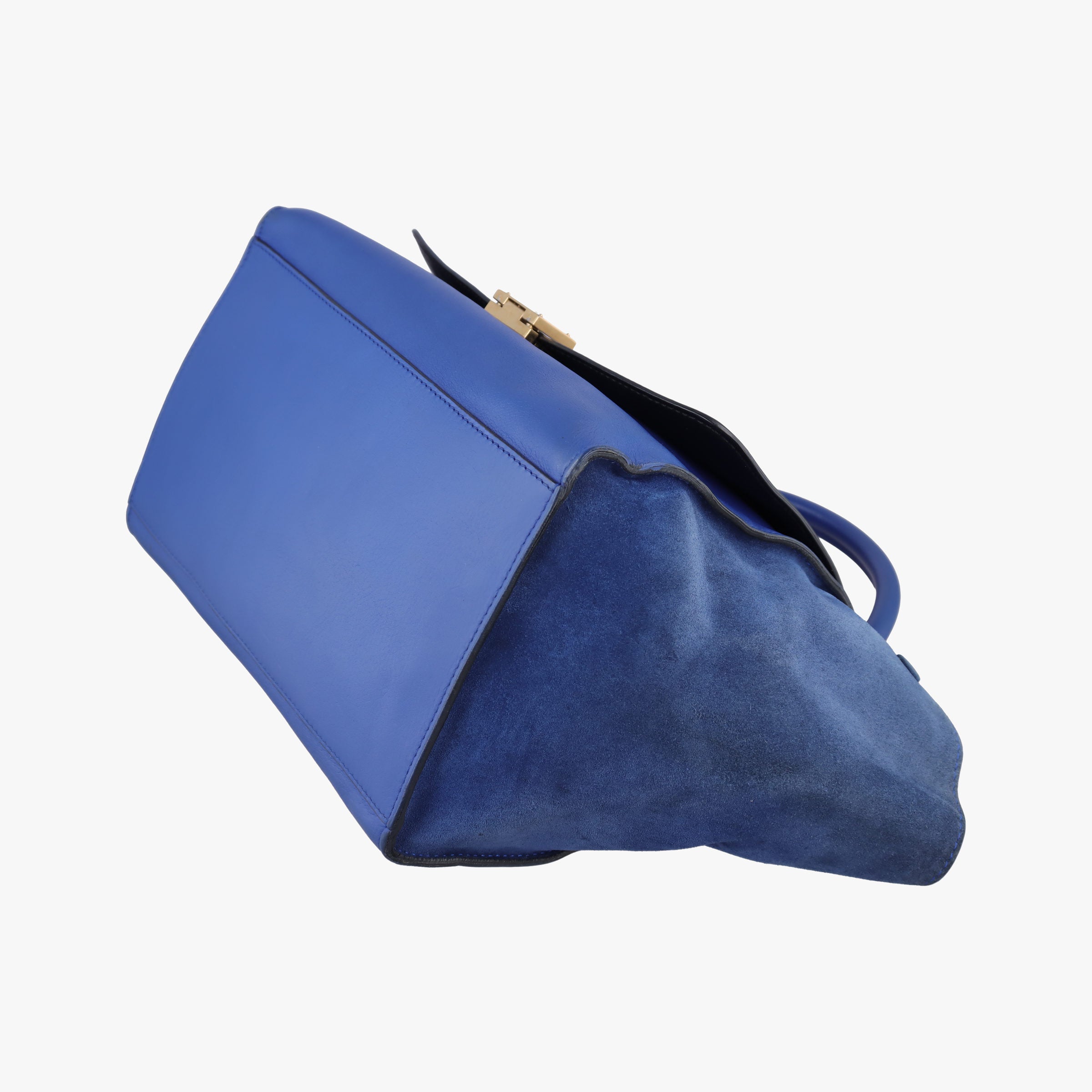 Pre-owned Celine Trapeze Blue Leather×suede  shoulderbag | stylenewstar