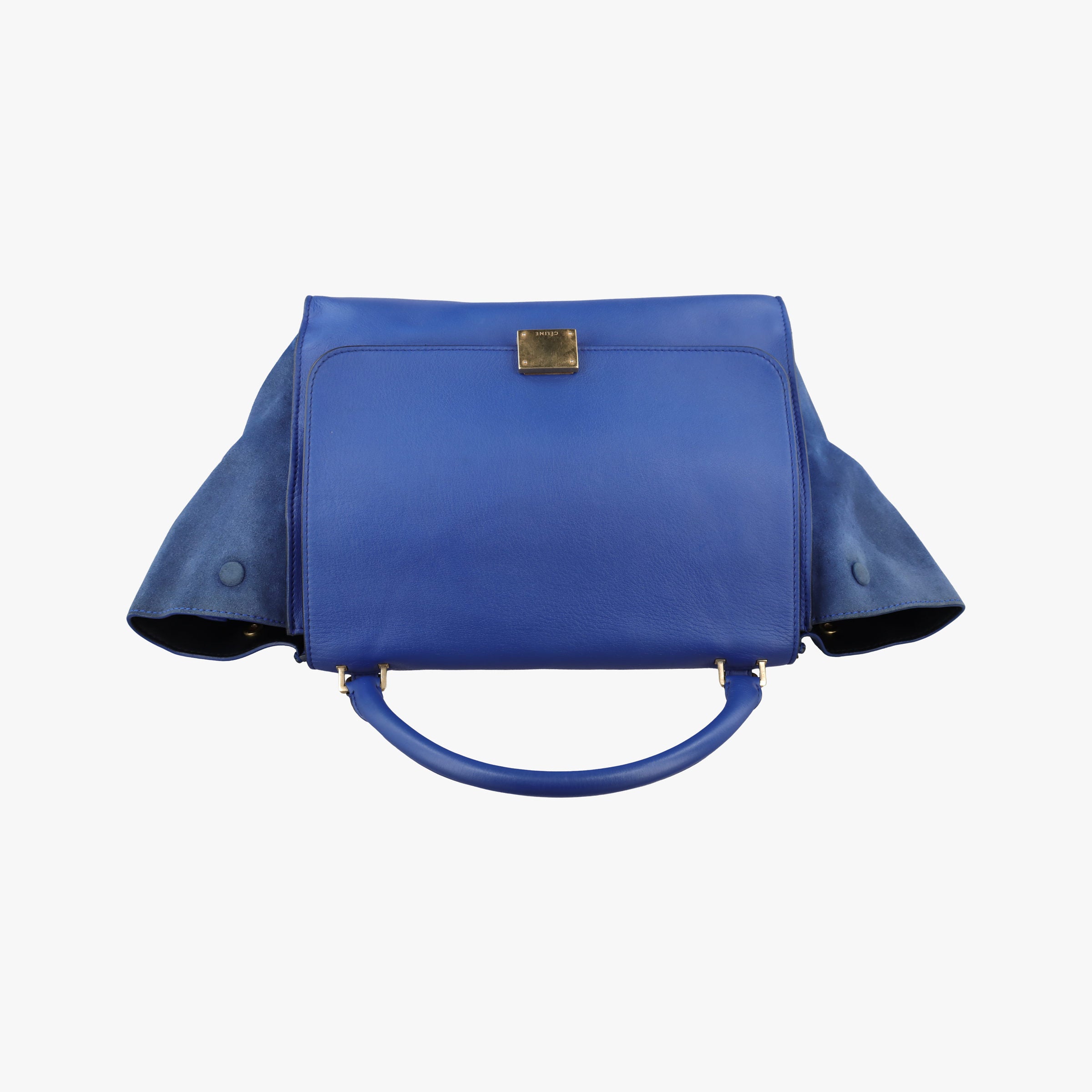 Pre-owned Celine Trapeze Blue Leather×suede  shoulderbag | stylenewstar