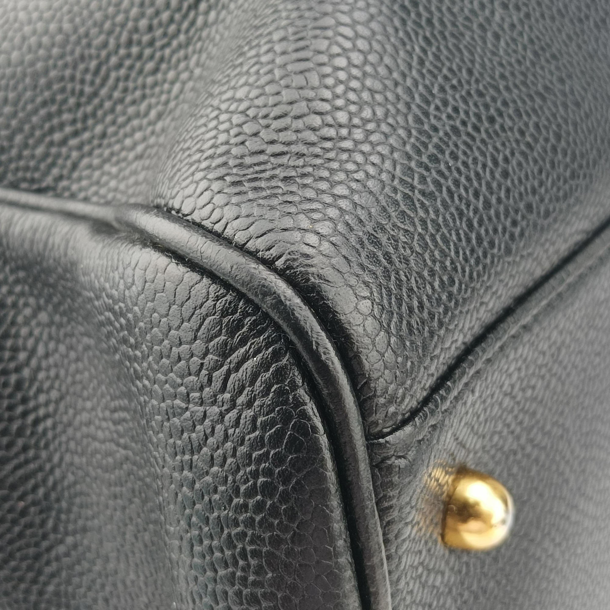 Pre-owned Chanel Deka Coco Mark Boston Black Caviar Skin A01990 handbag | stylenewstar
