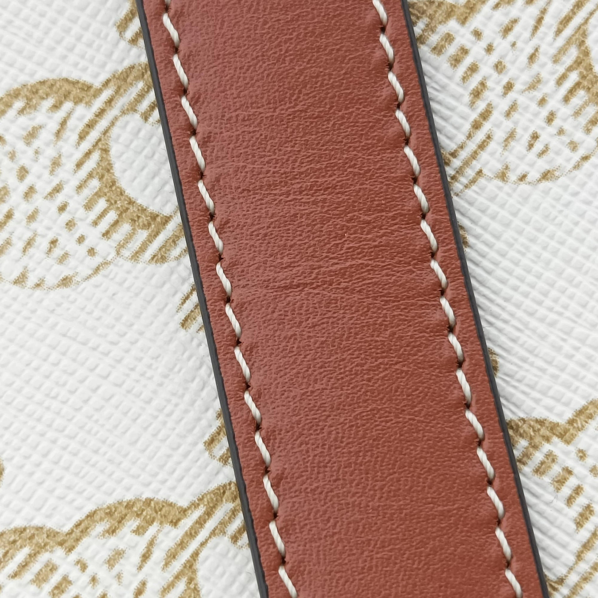Pre-owned Celine Teen Cabas De France White×brown leather×PVC coated canvas  shoulderbag | stylenewstar