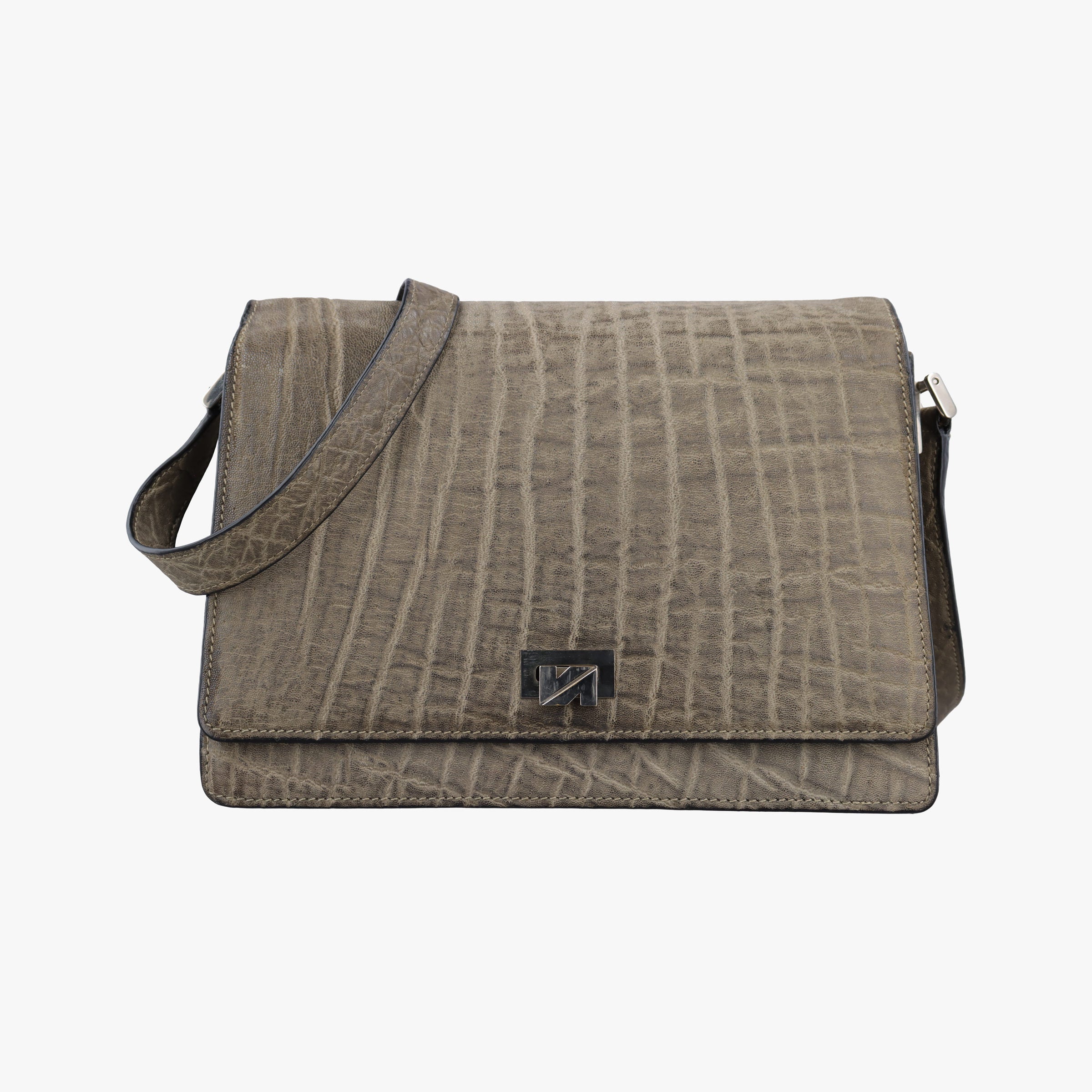 Pre-owned Valextra Exotic  Grey Leather  shoulderbag | stylenewstar