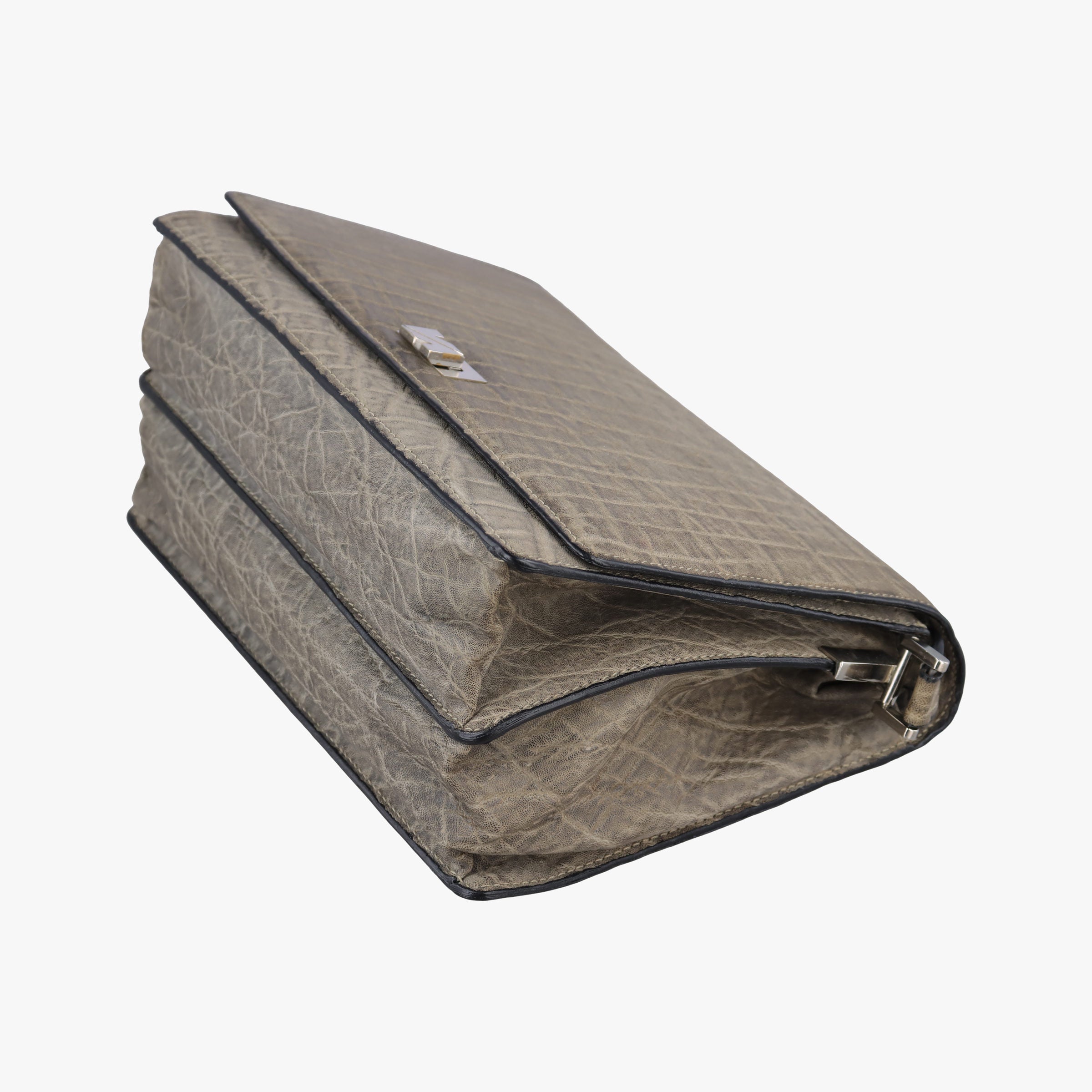 Pre-owned Valextra Exotic  Grey Leather  shoulderbag | stylenewstar