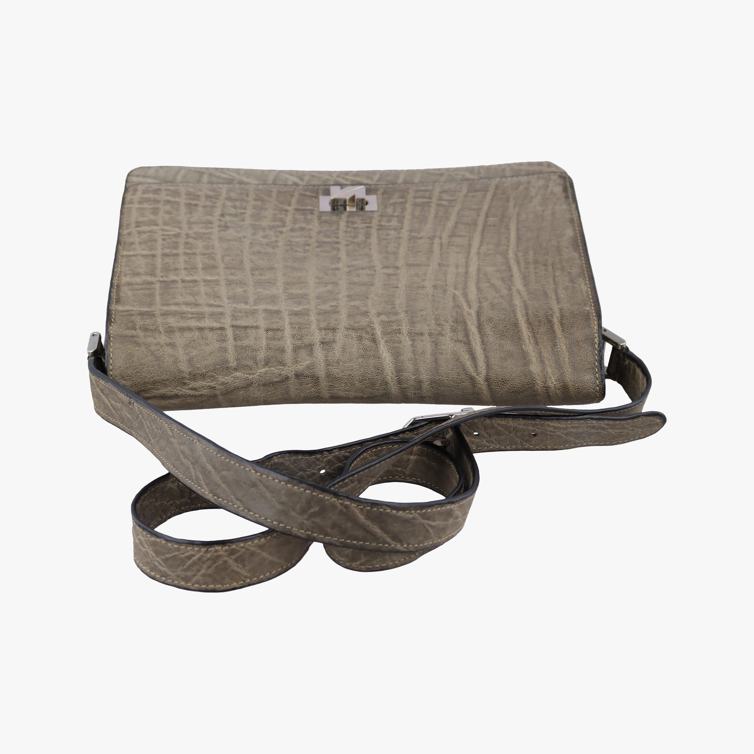 Pre-owned Valextra Exotic  Grey Leather  shoulderbag | stylenewstar