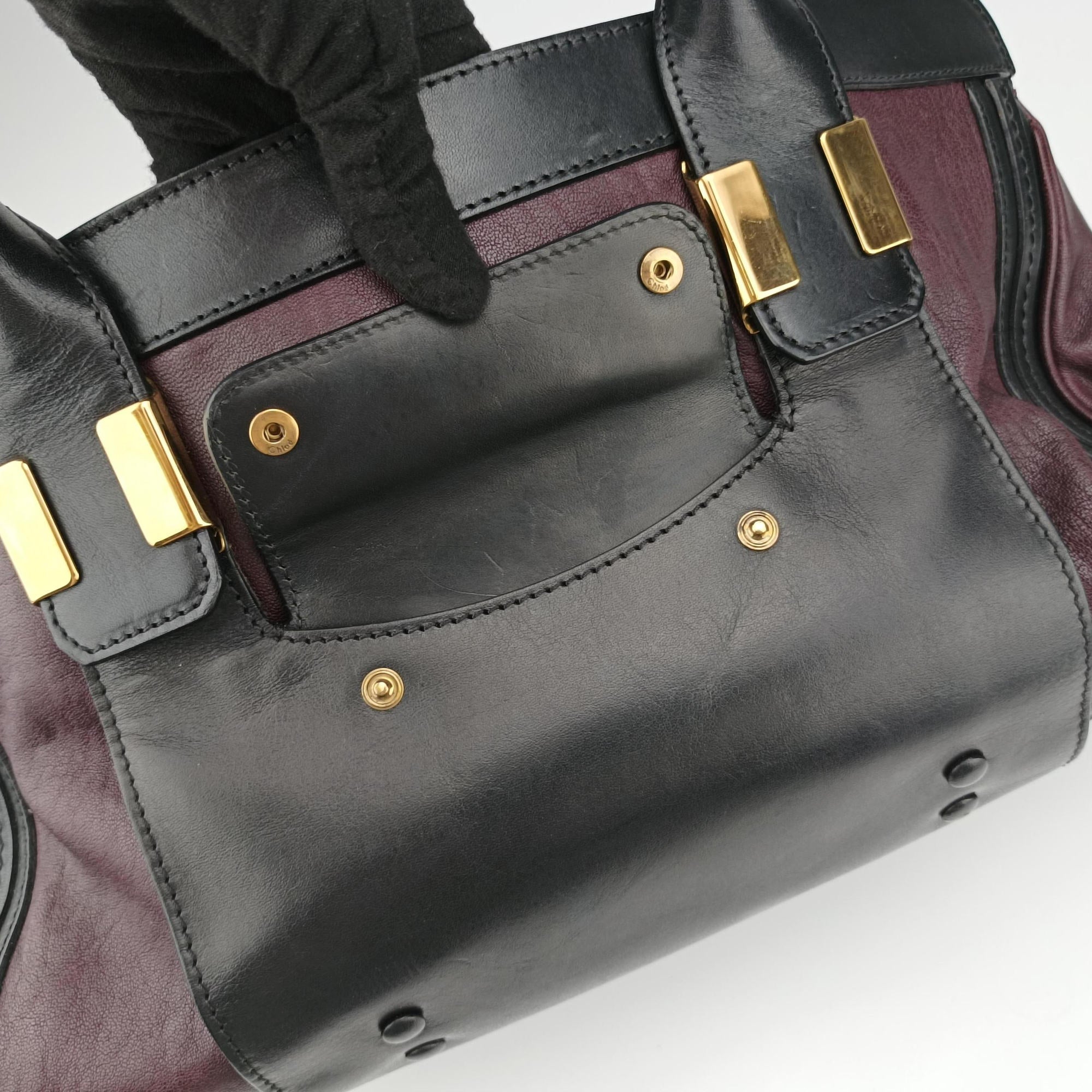 Pre-owned Chloe Alice Black x Bordeaux leather  handbag | stylenewstar