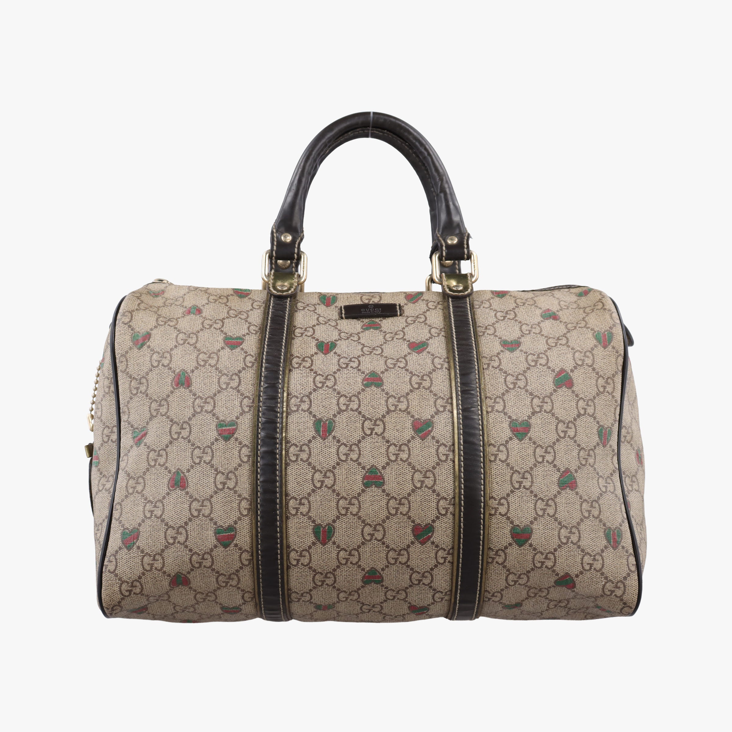 Vintage Gucci GG plus Joy heart print beige×Multicolour PVC coated canvas×Leather 193603 handbag | stylenewstar