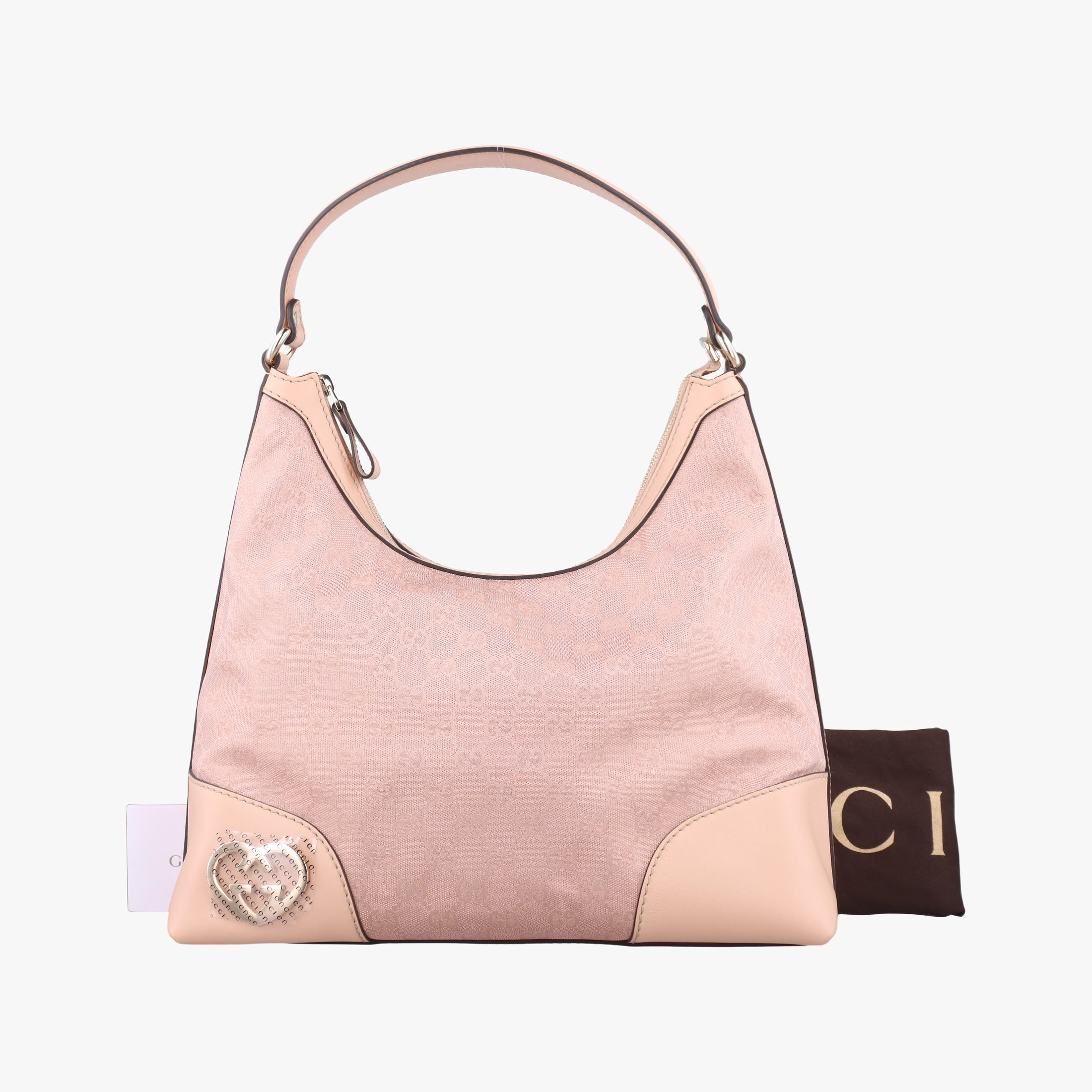 Vintage Gucci Lovely Hobo Pink×beige canvas×Leather 257070 shoulderbag | stylenewstar