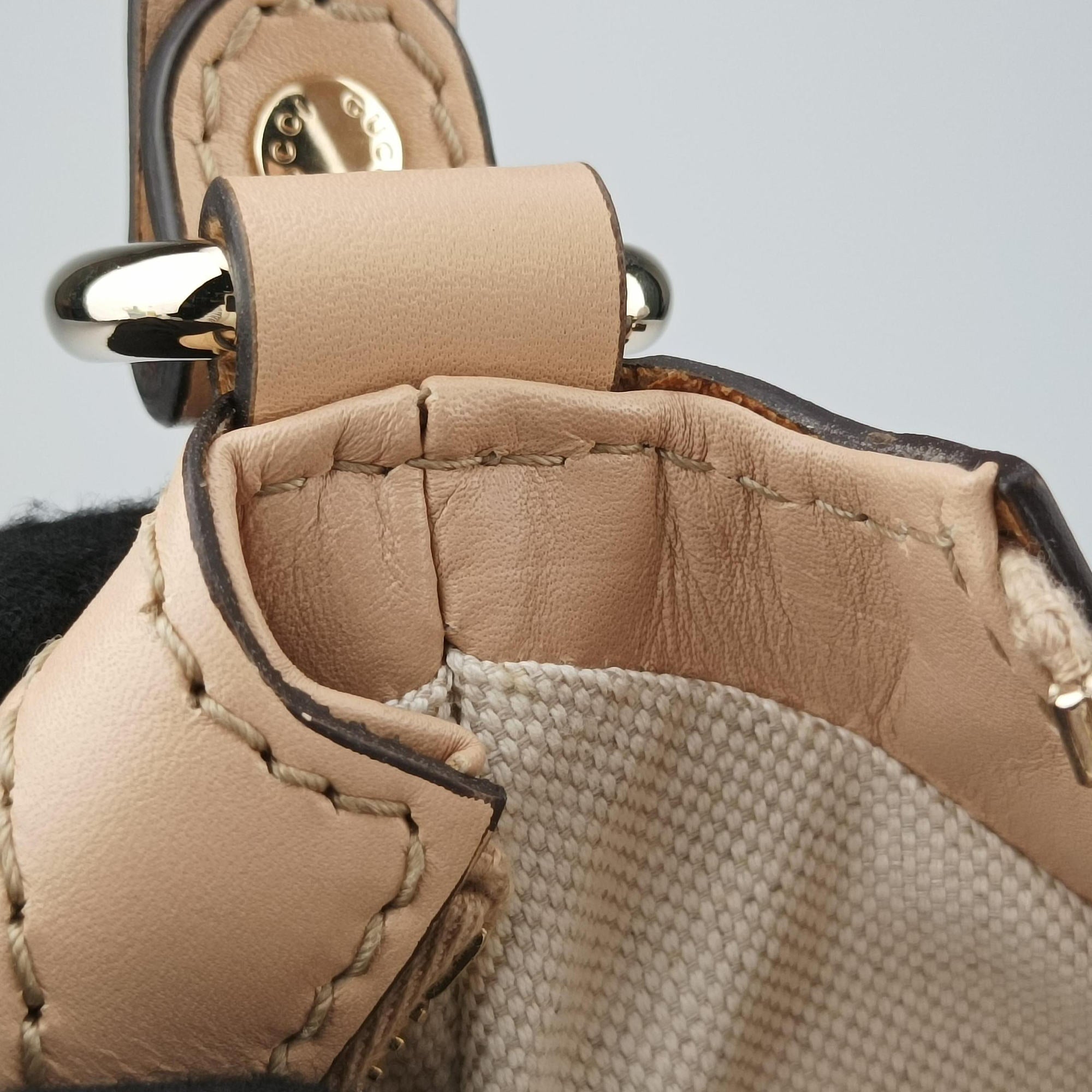 Vintage Gucci Lovely Hobo Pink×beige canvas×Leather 257070 shoulderbag | stylenewstar