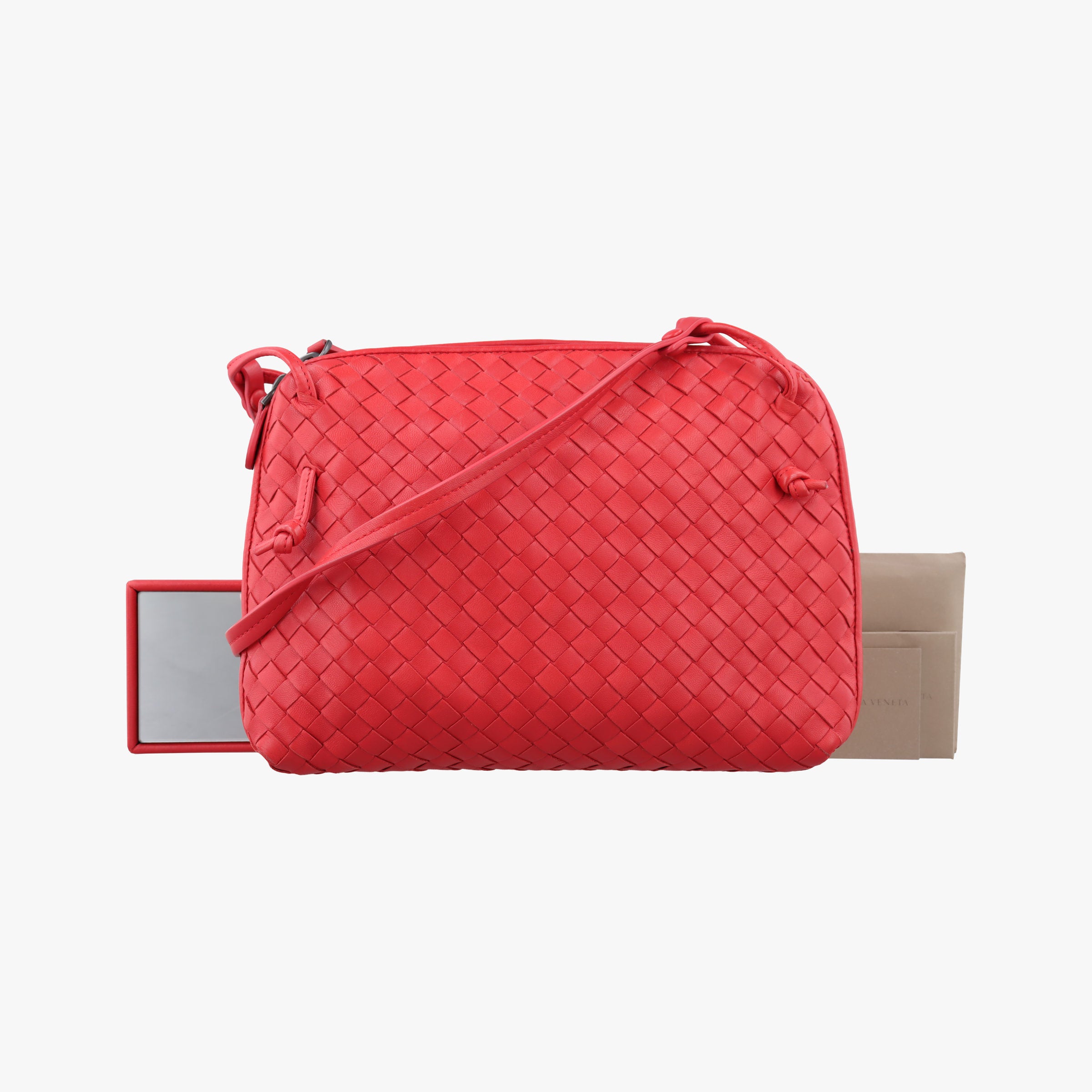 Vintage Bottega Veneta NODINI Intrecciato Red lambskin  shoulderbag | stylenewstar