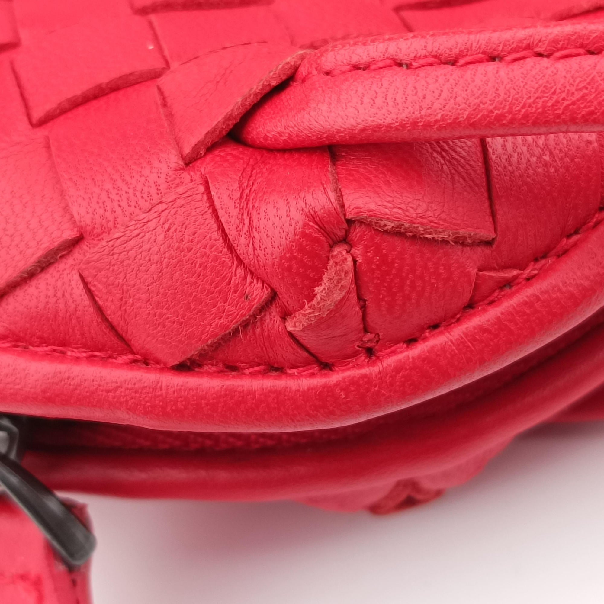 Vintage Bottega Veneta NODINI Intrecciato Red lambskin  shoulderbag | stylenewstar