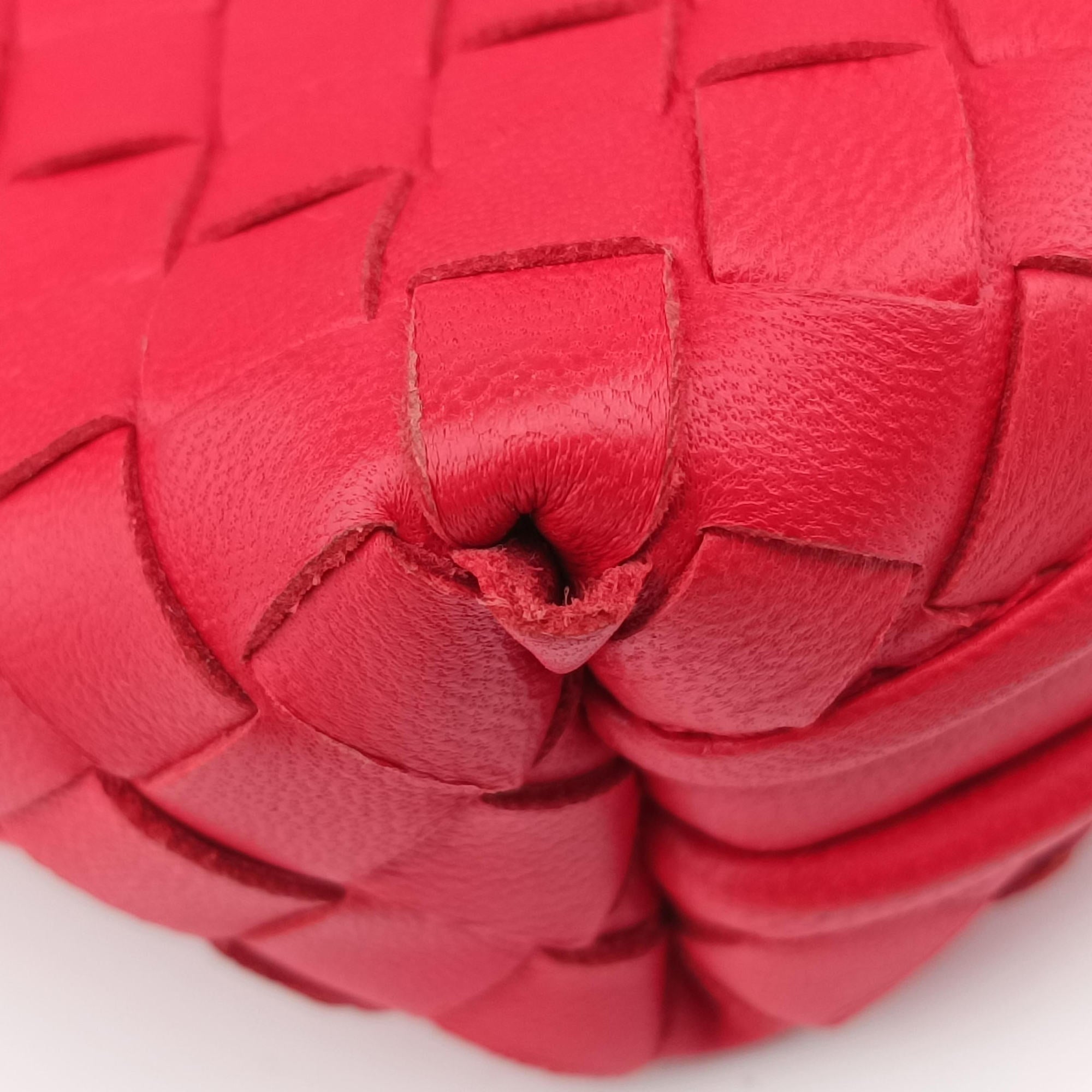 Vintage Bottega Veneta NODINI Intrecciato Red lambskin  shoulderbag | stylenewstar