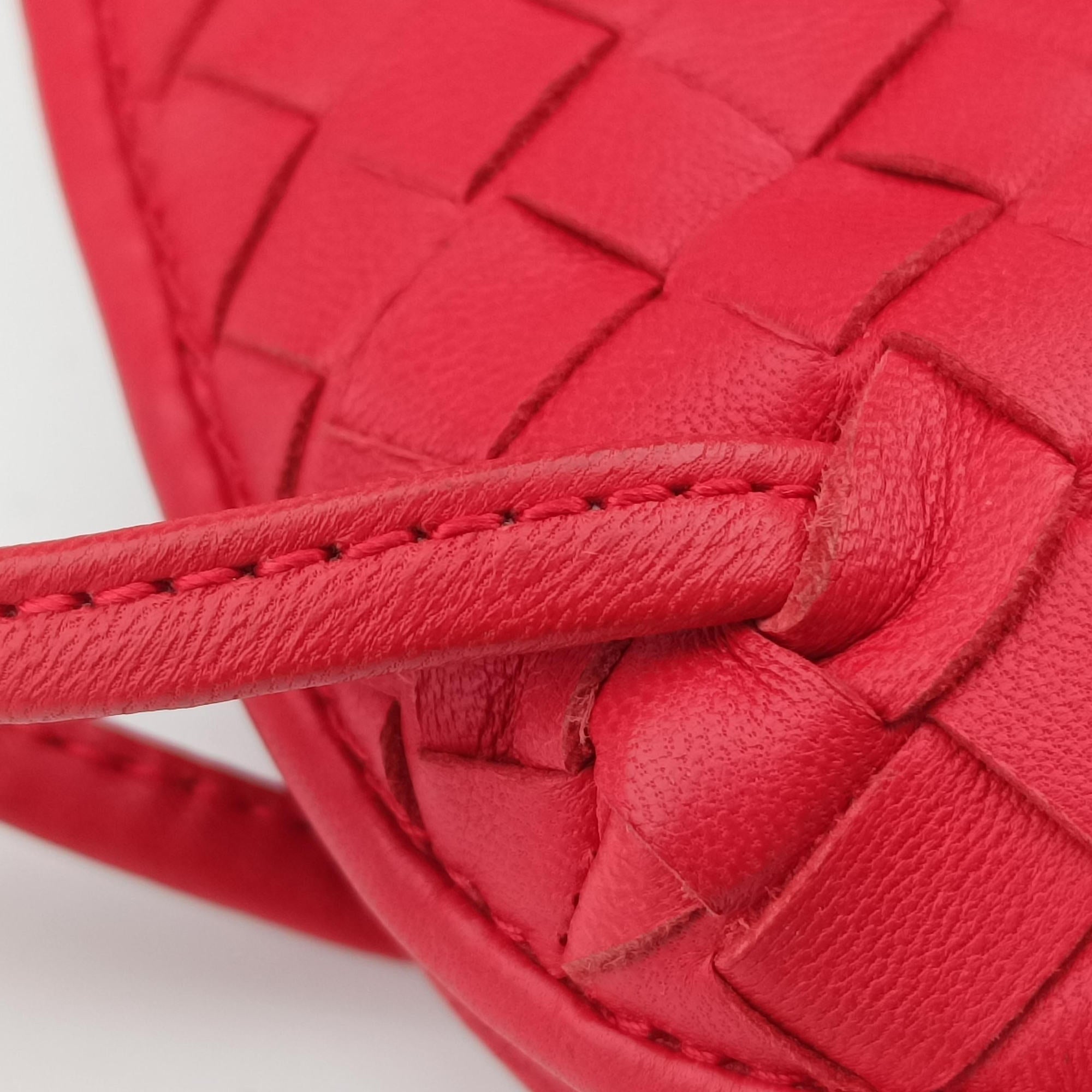 Vintage Bottega Veneta NODINI Intrecciato Red lambskin  shoulderbag | stylenewstar
